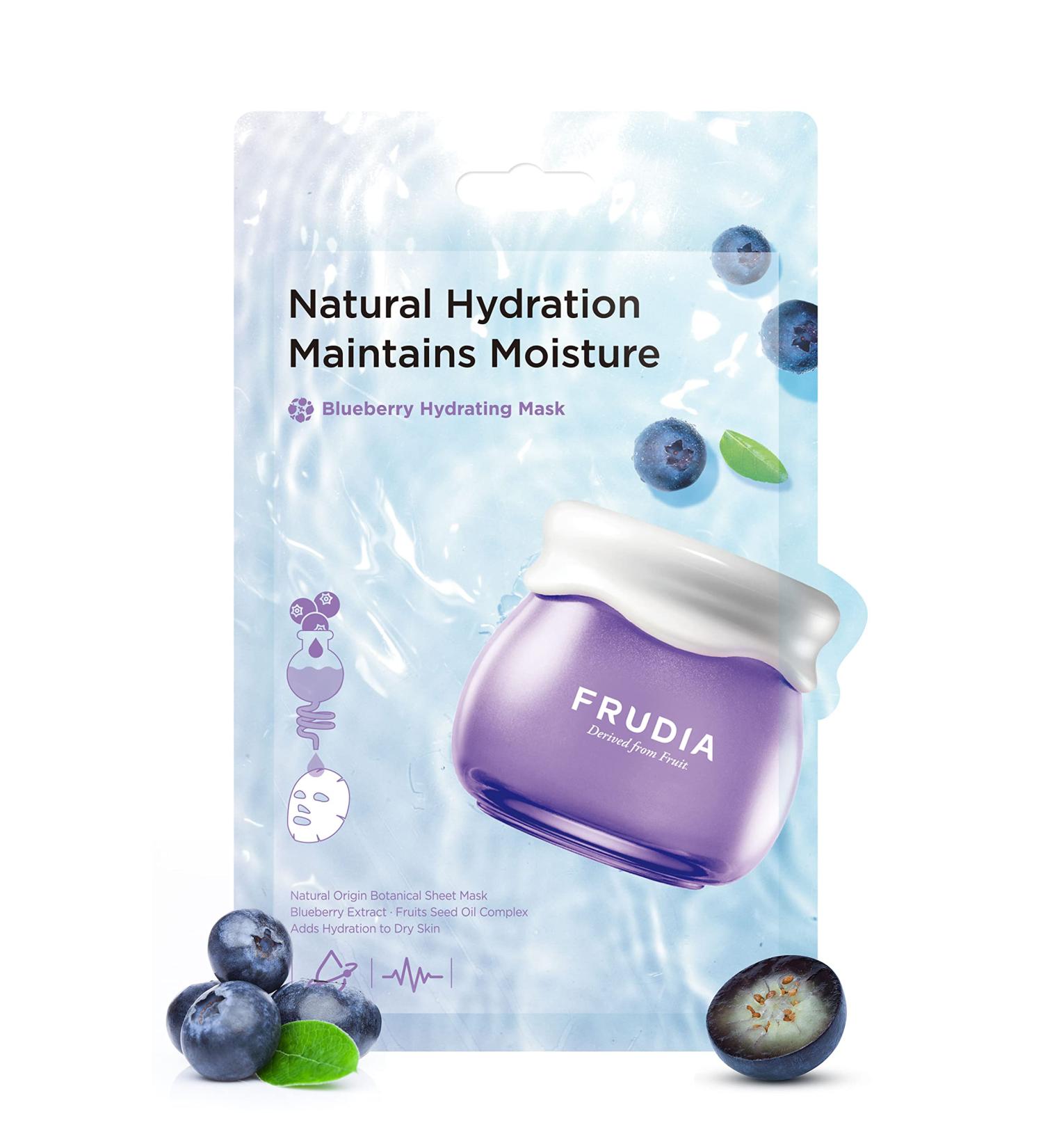 FRUDIA WELCOS Blueberry Hydrating Mask - Vegan Moisturizing Face Mask with Blueberry Extract & Panthenol | Korean Skin Care for All | Pack of 10 - Buy Online on GoSupps.com