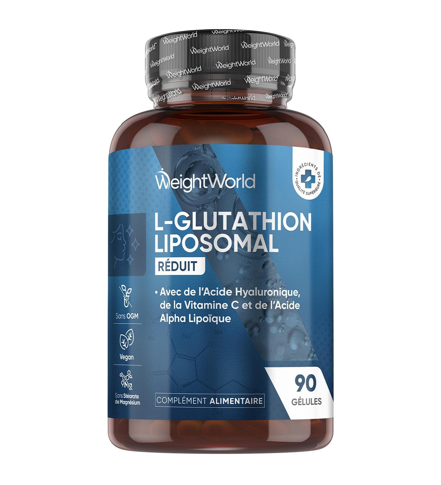 Glutathion Liposomal R duit 1000mg - 90 G lules Vegan Glutathion Liposomal Vitamine C Acide Hyaluronique Acide Alpha-Lipo que - Phospholipides de Tournesol - sans Soja et sans OGM - Buy Online on GoSupps.com