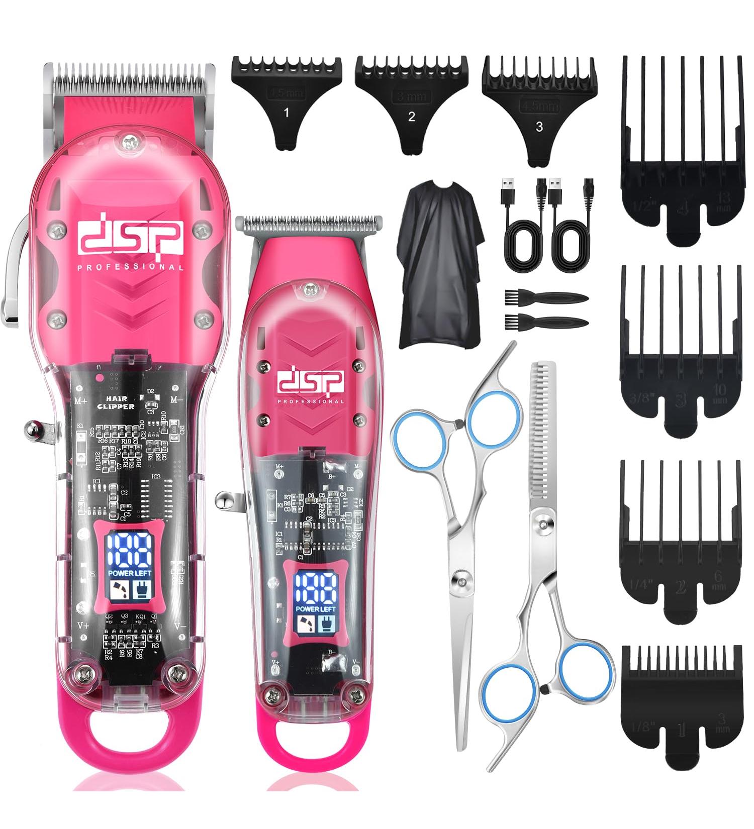DSP Hair Clipper Trimmer Kit for Men Professional Barber Set for Hair and Beard Cutting Zero Gap T-Blade Beard Trimmer with LED Display (Pink) - Buy Online on GoSupps.com
