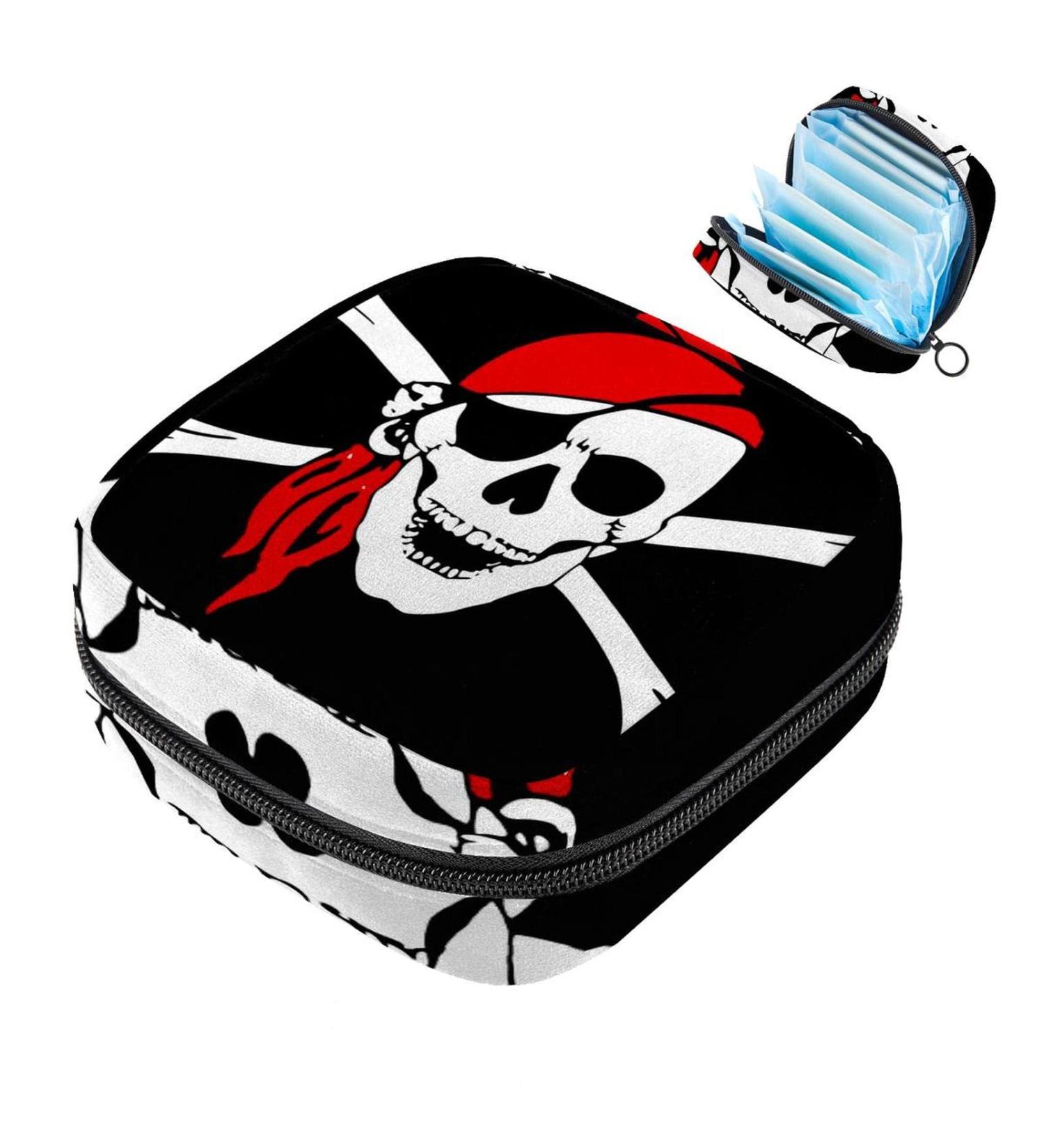 Shop Women s Band Storage Bag & Menstrual Cup Pocket - Travel Makeup Organizer | Big Capacity & Fun Pirate Skull Design - Buy Online on GoSupps.com