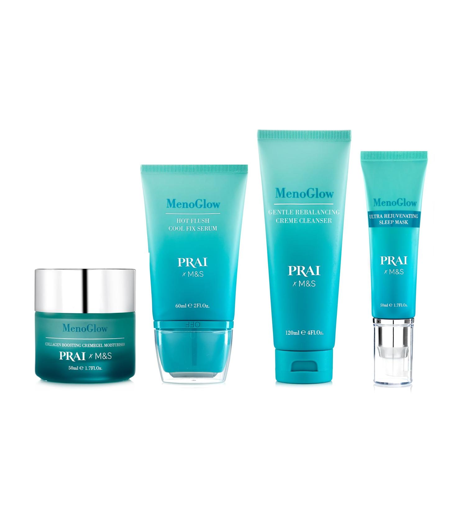 PRAI MenoGlow Set - Super Hydrating Sleep Creme (50ml) + Ultra Rejuvenating Sleep Mask (50ml) With Free MenoGlow Tonic (198ml) (MEF TRIO)