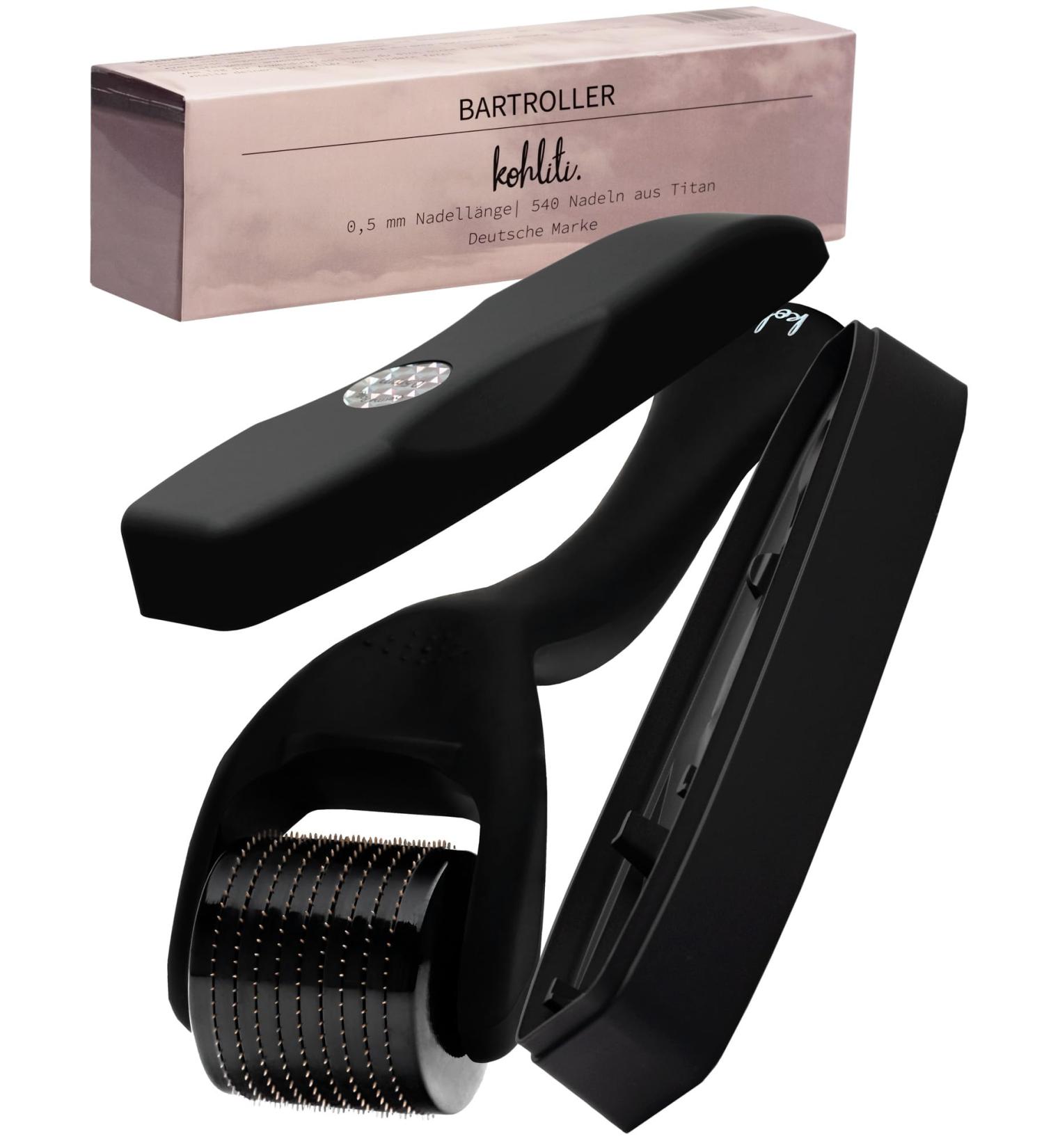 Buy Bart Roller Kohliti | Matt Black Dermaroller | 0.5mm Titanium Needles for Beard & Hair Growth | Achieve Even Complexion - Buy Online on GoSupps.com