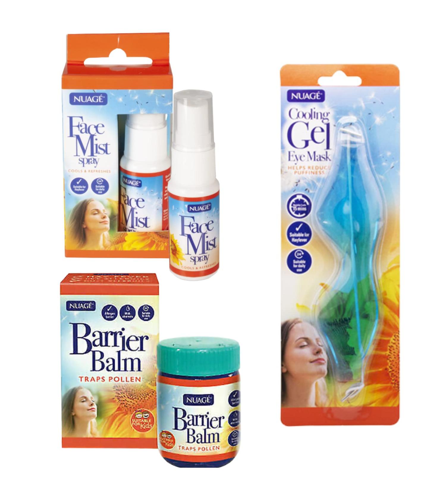 Nuage Hayfever Relief Kit: Balm, Spray, Cooling Eye Gel Mask - Allergy Protection for Adults & Kids - Pollen Barrier & Soothing Relief - Buy Online on GoSupps.com