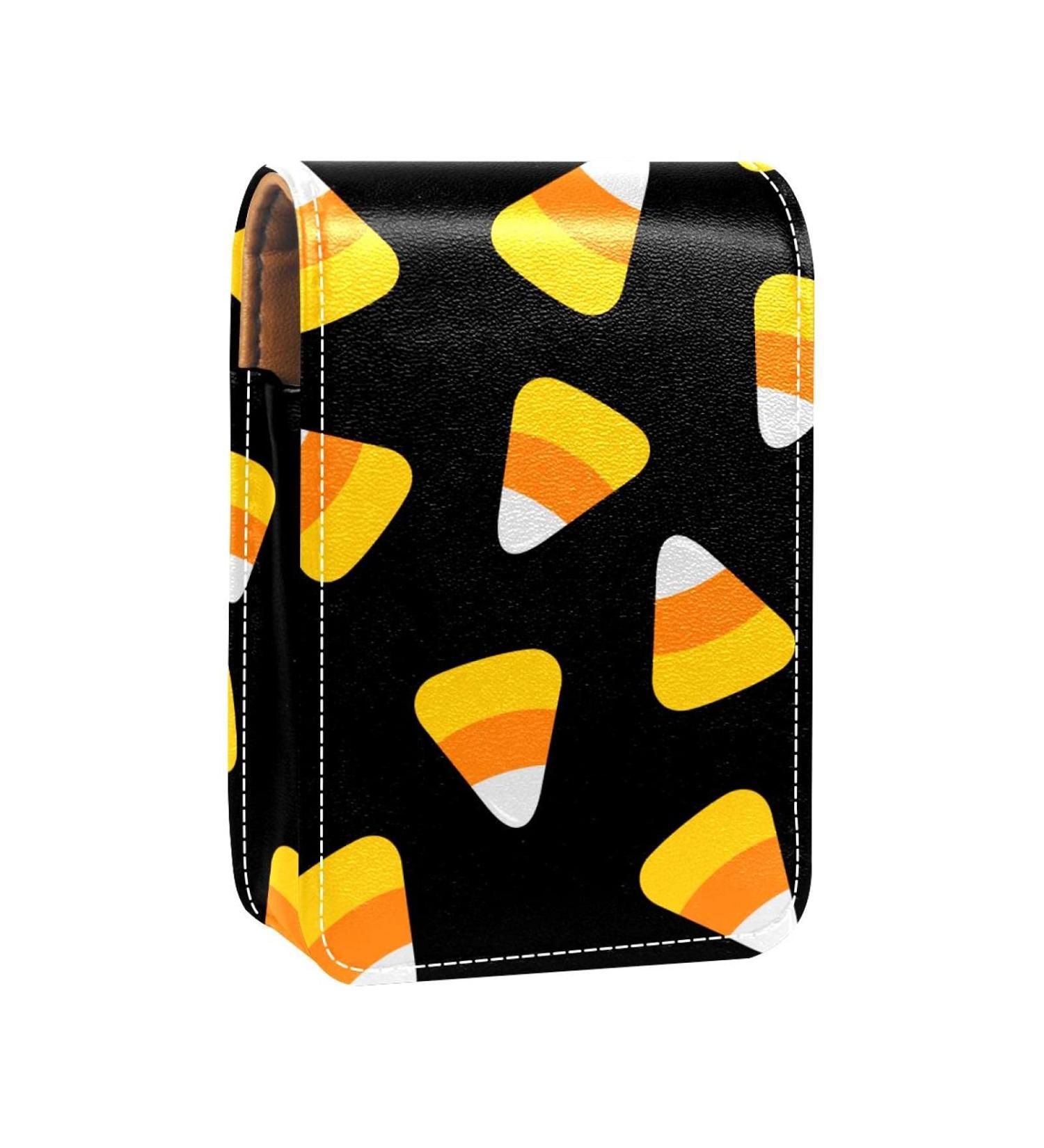 Halloween Candy Corn Black Lip Gloss Holder & Portable Makeup Bag - Travel Lipstick Organizer with Mini Storage Box for Women - Multi-Color Lipstick Case 9.5x2x7 cm - Buy Online on GoSupps.com