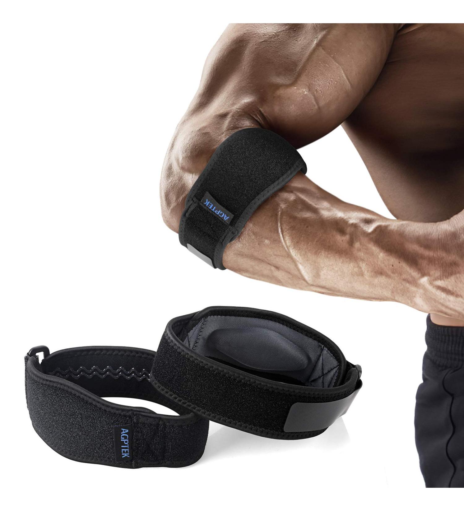 AGPTEK Elbow Brace Pack of 2 - Sports Compression Brace with EVA Pad for Tennis Elbow & Fitness - Gray - Buy Online on GoSupps.com