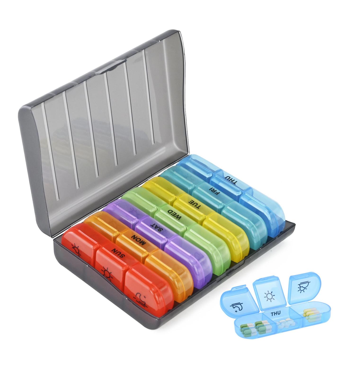 Weekly Pill Organizer 3 Times a Day - Moisture-Proof 7 Day AM PM Pill Boxes | Ideal Medicine & Vitamin Storage - Buy Online on GoSupps.com