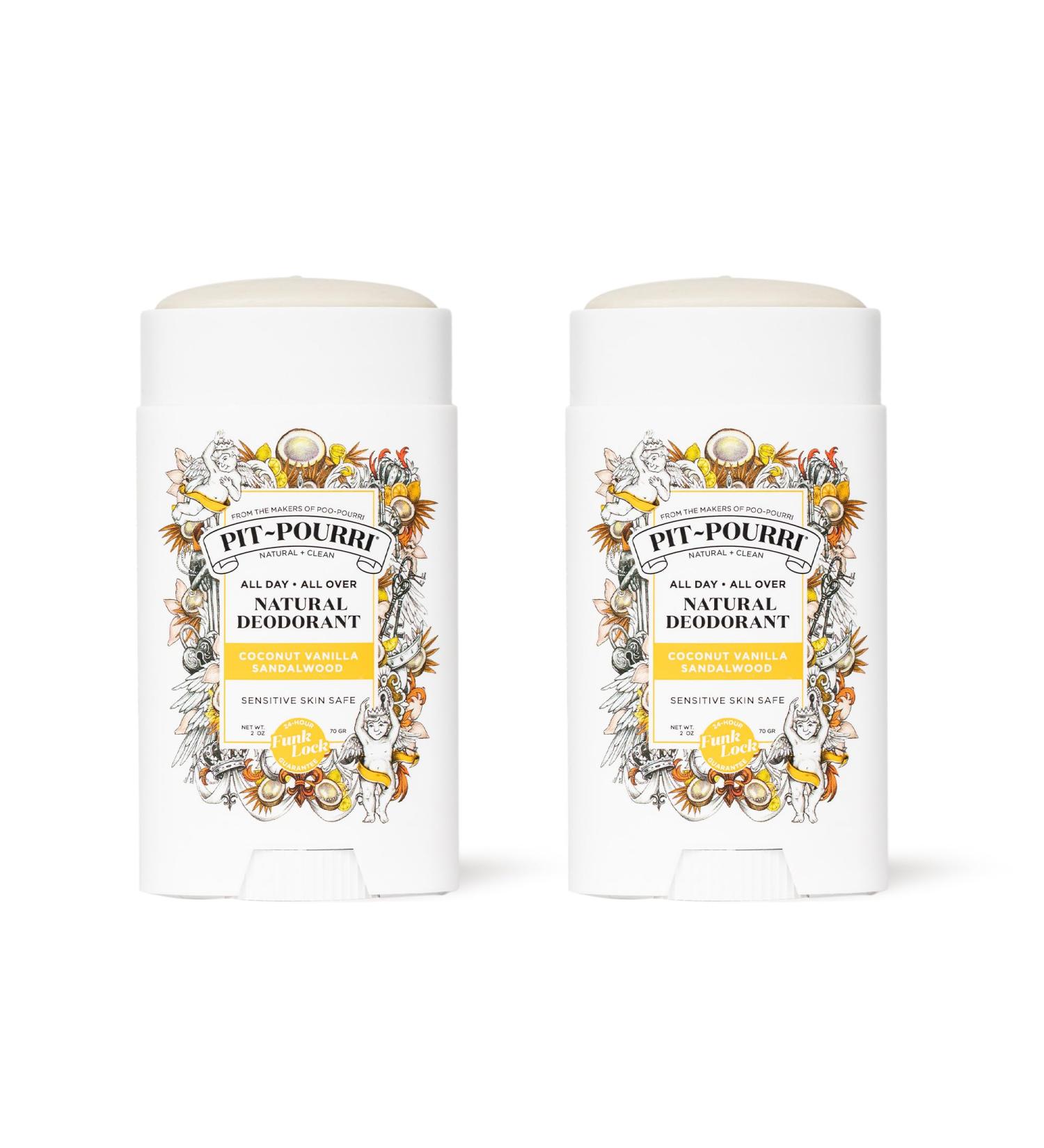 Pit-Pourri All Day-All Over Natural Deodorant Coconut Vanilla and Sandalwood - 2 Oz (Pack of 2) Coconut 2 Ounce (Pack of 2) - Buy Online on GoSupps.com