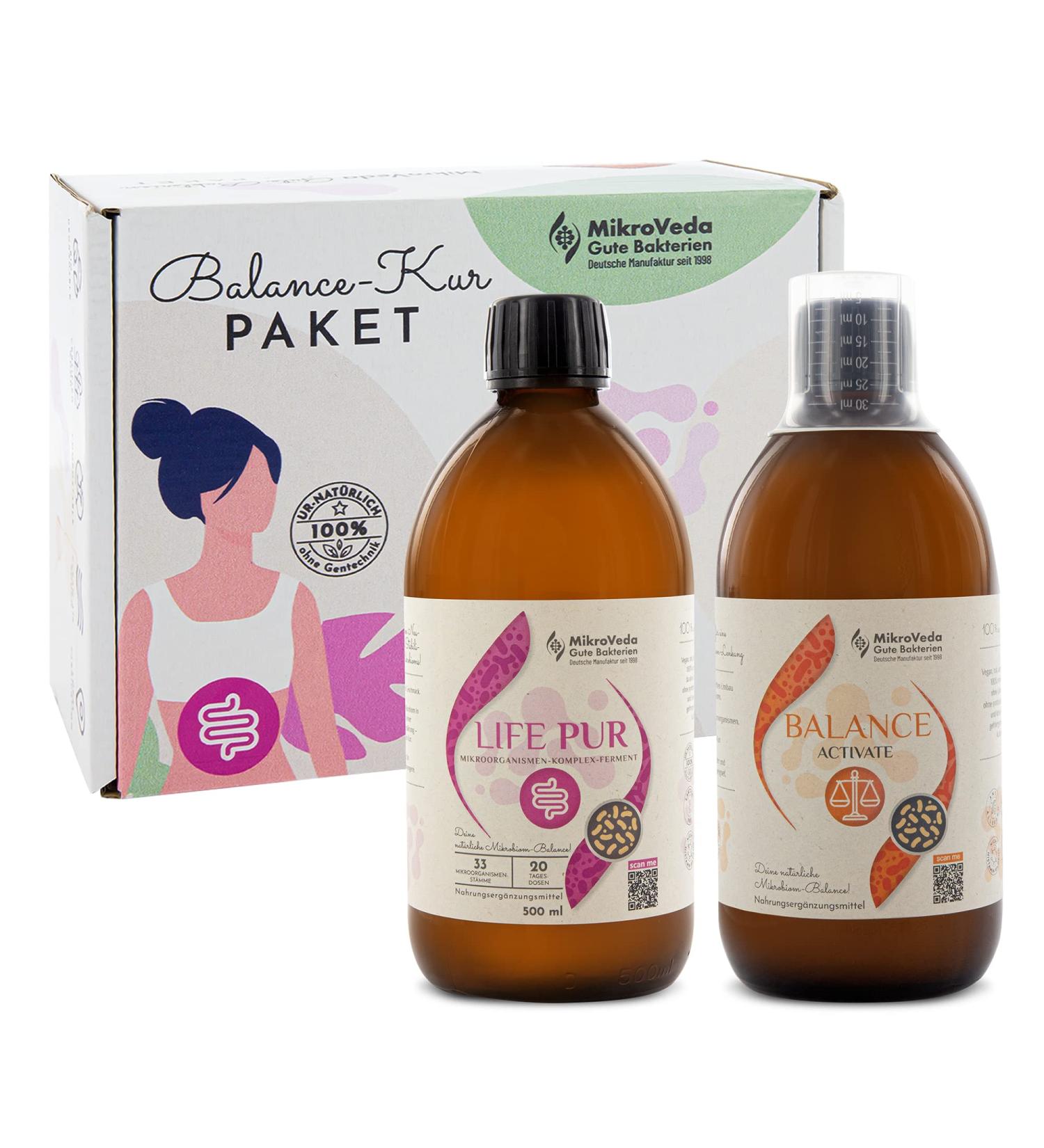 Microveda Advanced Cure Set - 2x0.5L Vegan Microbiotic Ferment Drink in Glass Bottles | Activate Sensitive & Balance - Buy Online on GoSupps.com