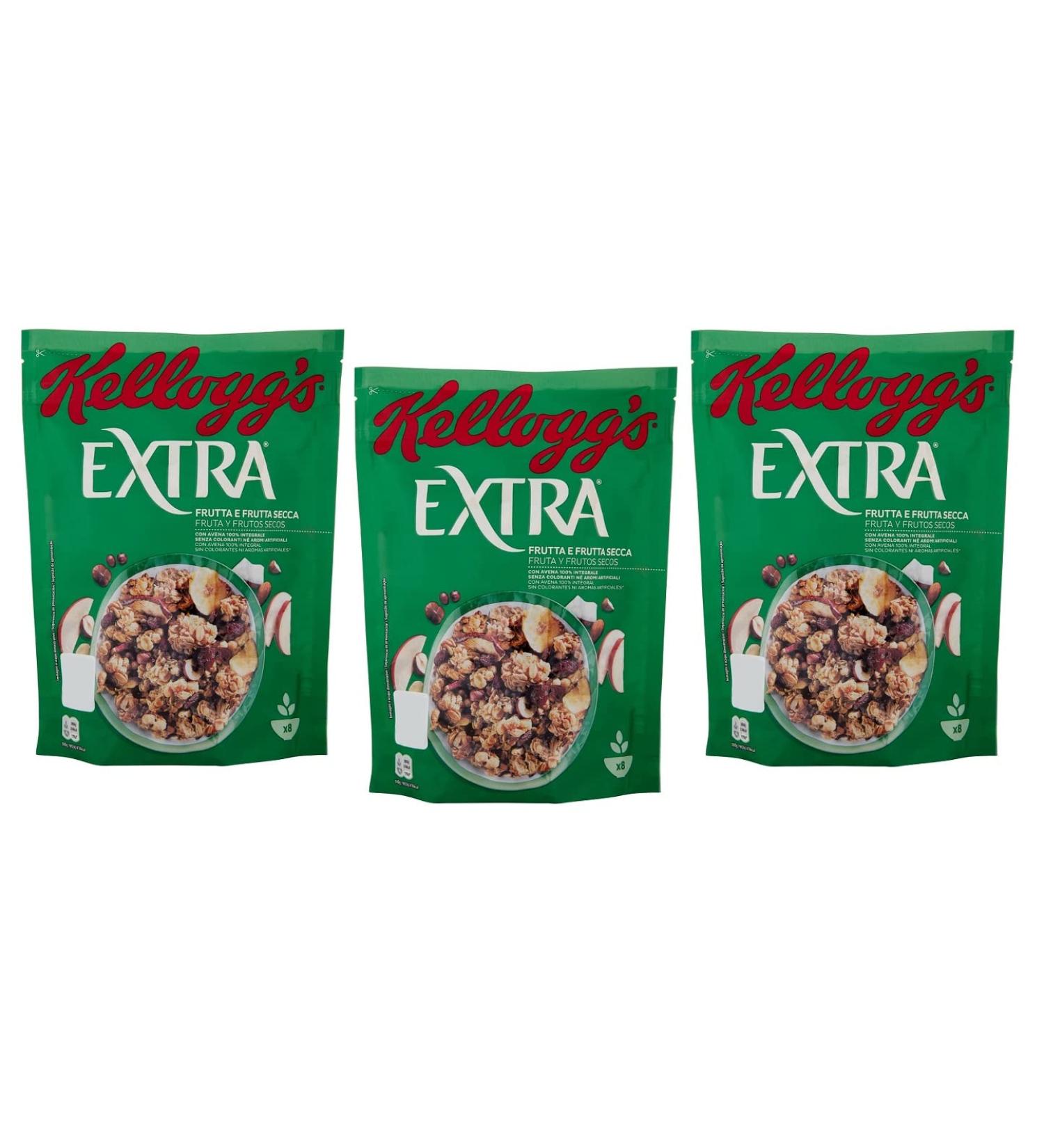 Kellogg's Extra Frutta e Frutta Secca Crispy Oat Flakes with Dehydrated Fruit 375g (Pack of 3) - Buy Online on GoSupps.com