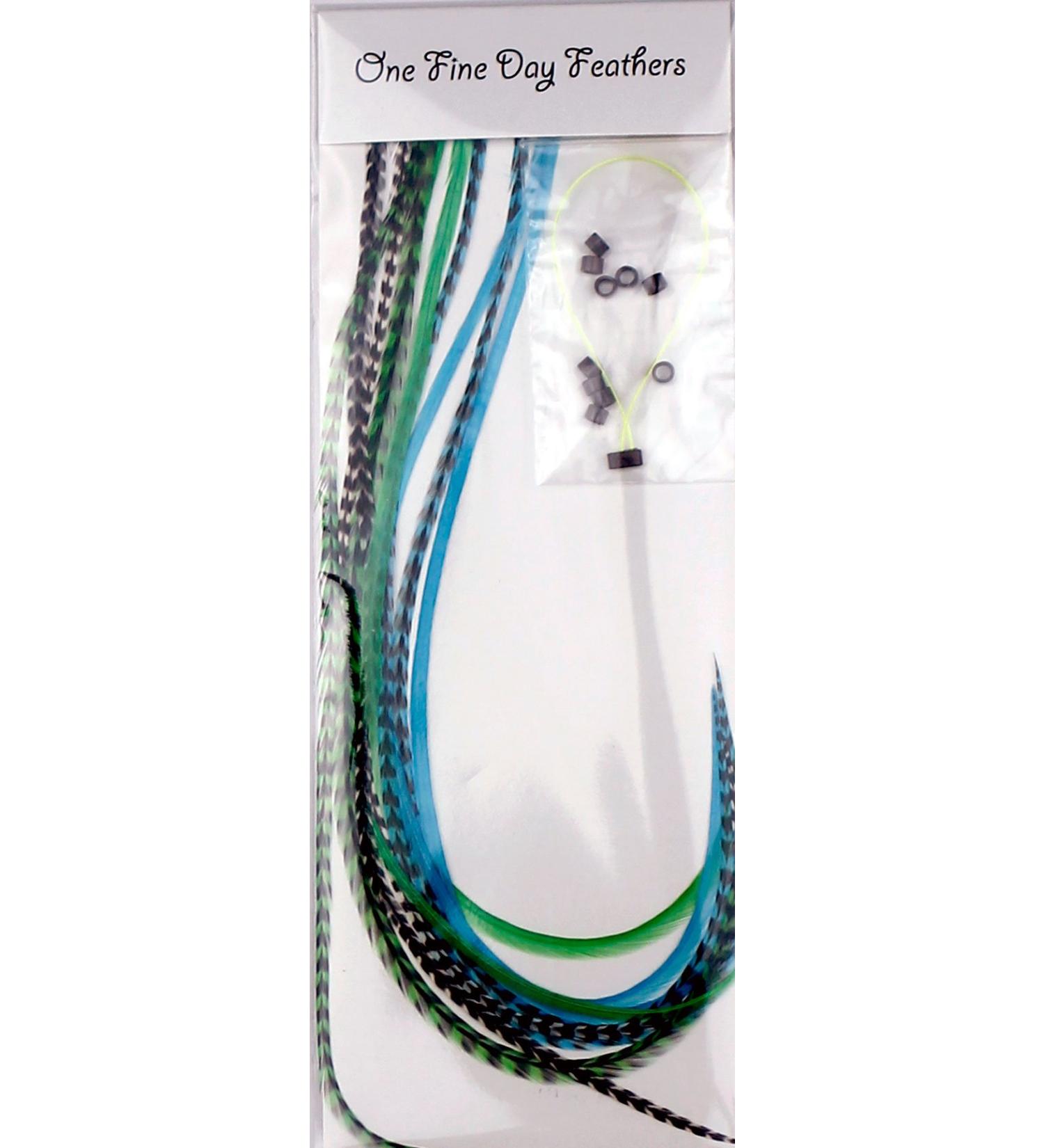 10 feather hair extensions real feathers 22-28 cm with rings/loops (Valley)