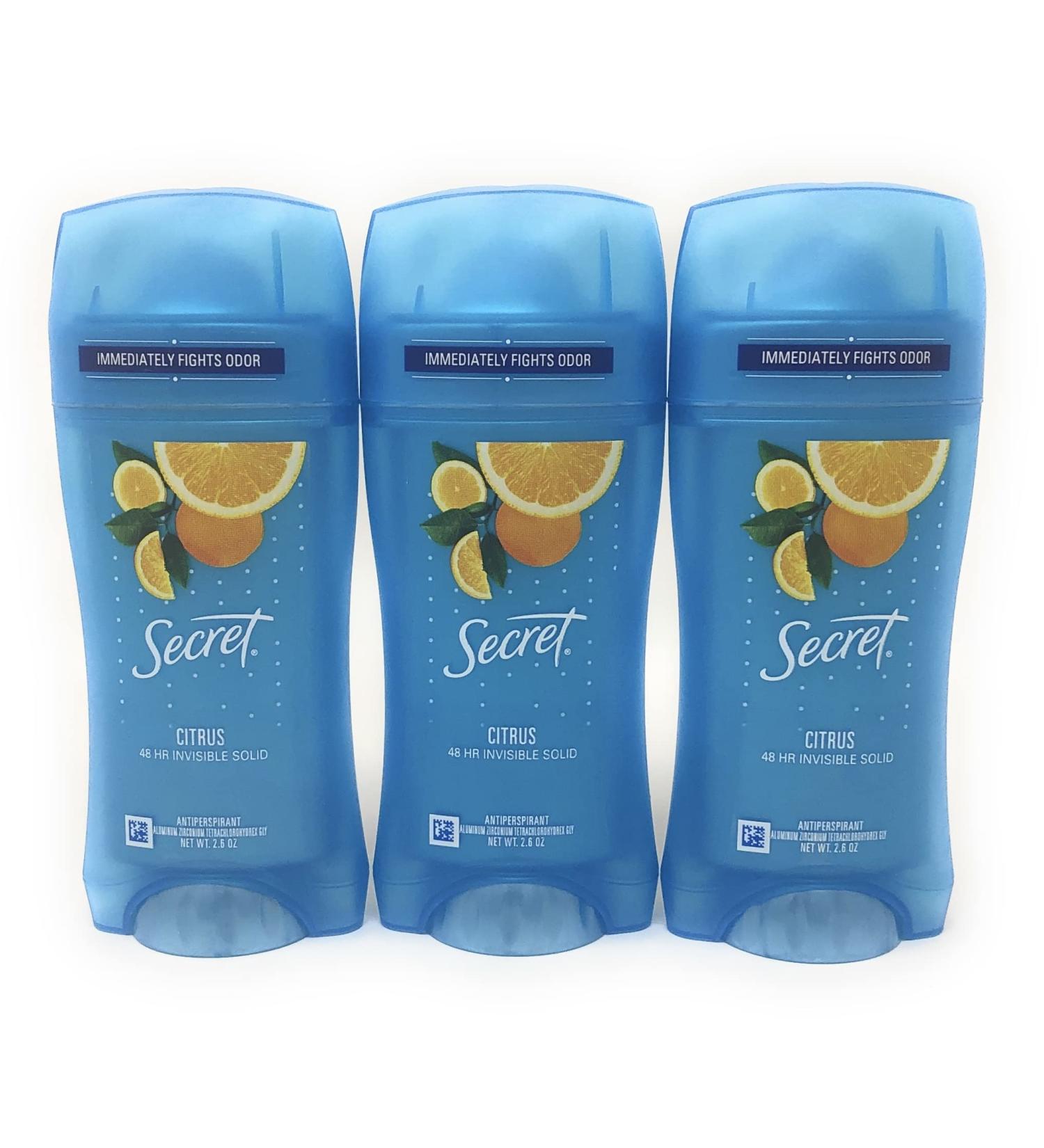 Secret Invisible Solid Antiperspirant & Deodorant Hawaii Citrus Breeze 2.60 oz (Pack of 3)