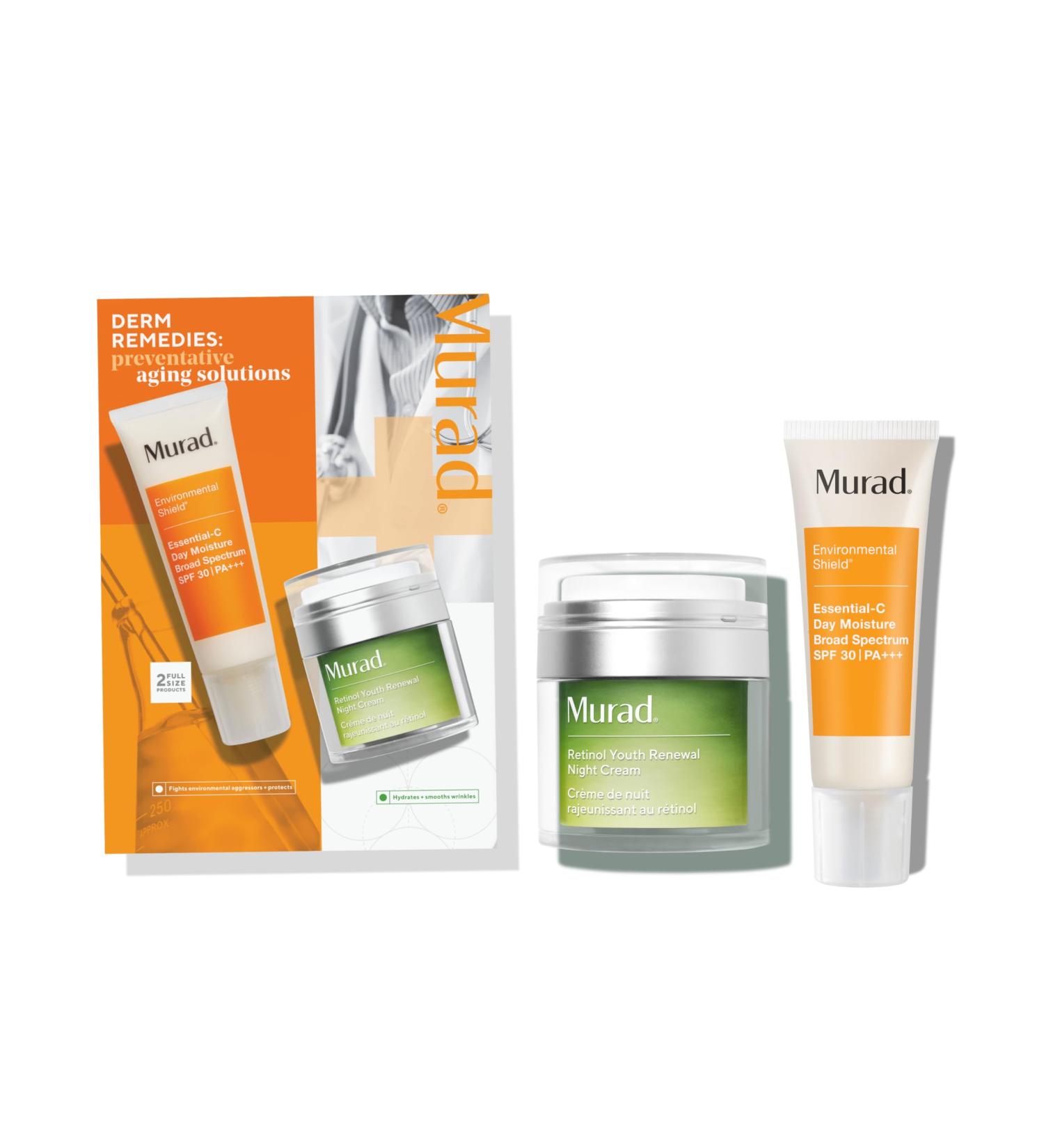 Murad Preventative Aging Solutions Value Set - 2-Piece Anti-Aging Skincare | Essential-C Day Moisture SPF 30 & Retinol Youth Renewal Night Cream - $158 Value - Buy Online on GoSupps.com