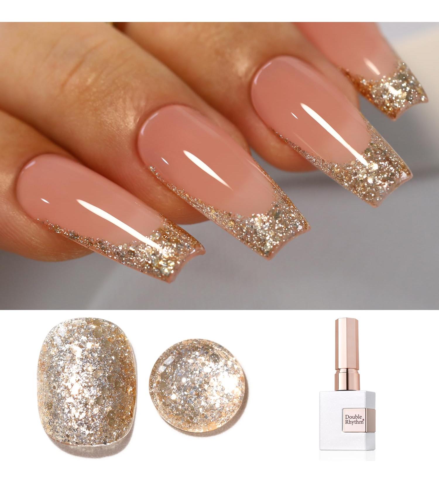 Double Rhythm 15ML Gold Glitter Gel Polish | Shimmer Reflective Holographic Nail Art | Magnetic for Salon & DIY at Home - Buy Online on GoSupps.com
