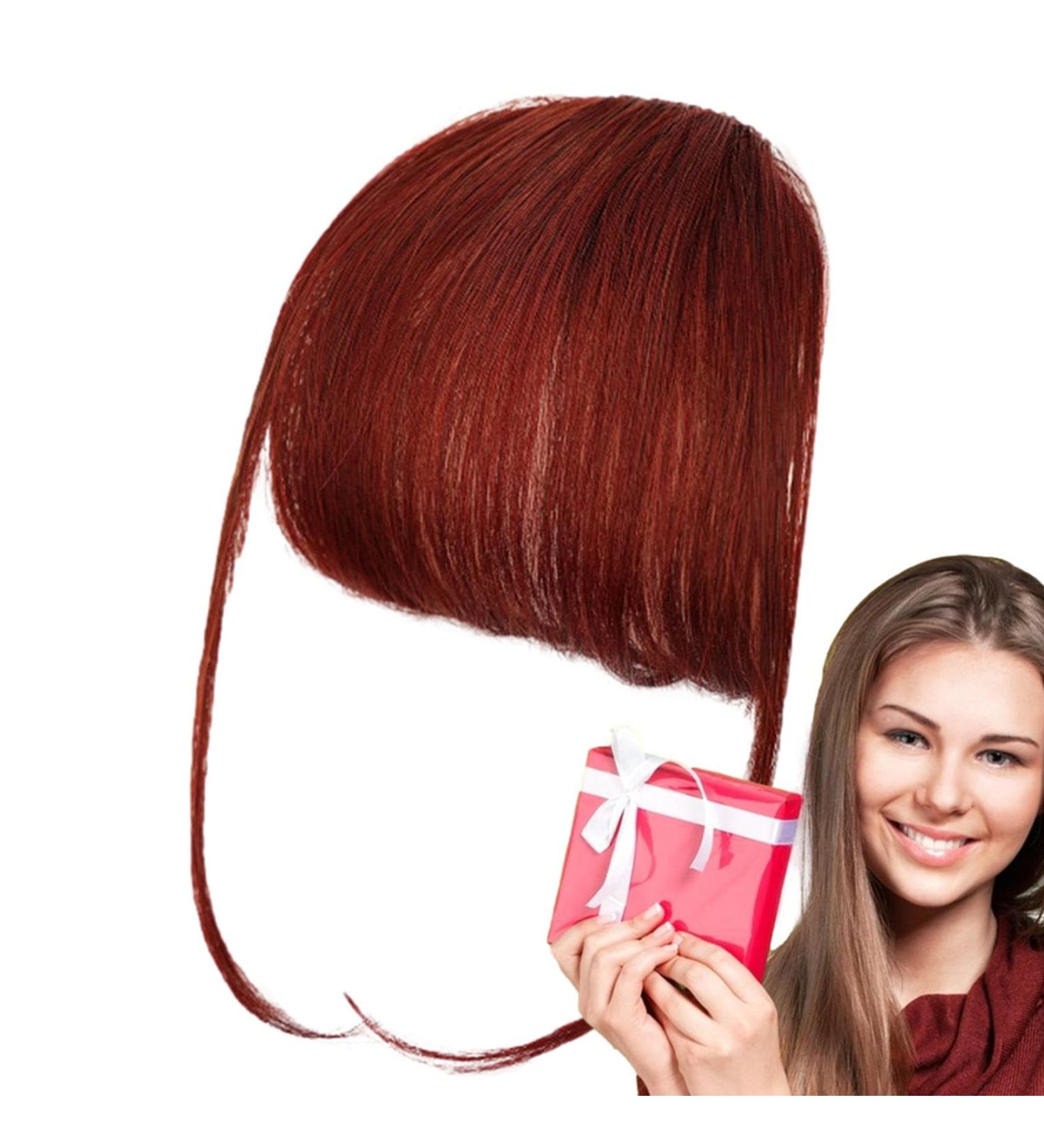 Zuasdvnk Bang Clip in Human Hair Clip on Air Bangs French Bangs - Natural Color Clip on Neat Bangs Hair Extension Human Hair Bangs Extensions Stylish Hair Bangs Fringe Hairpieces wine red - Buy Online on GoSupps.com
