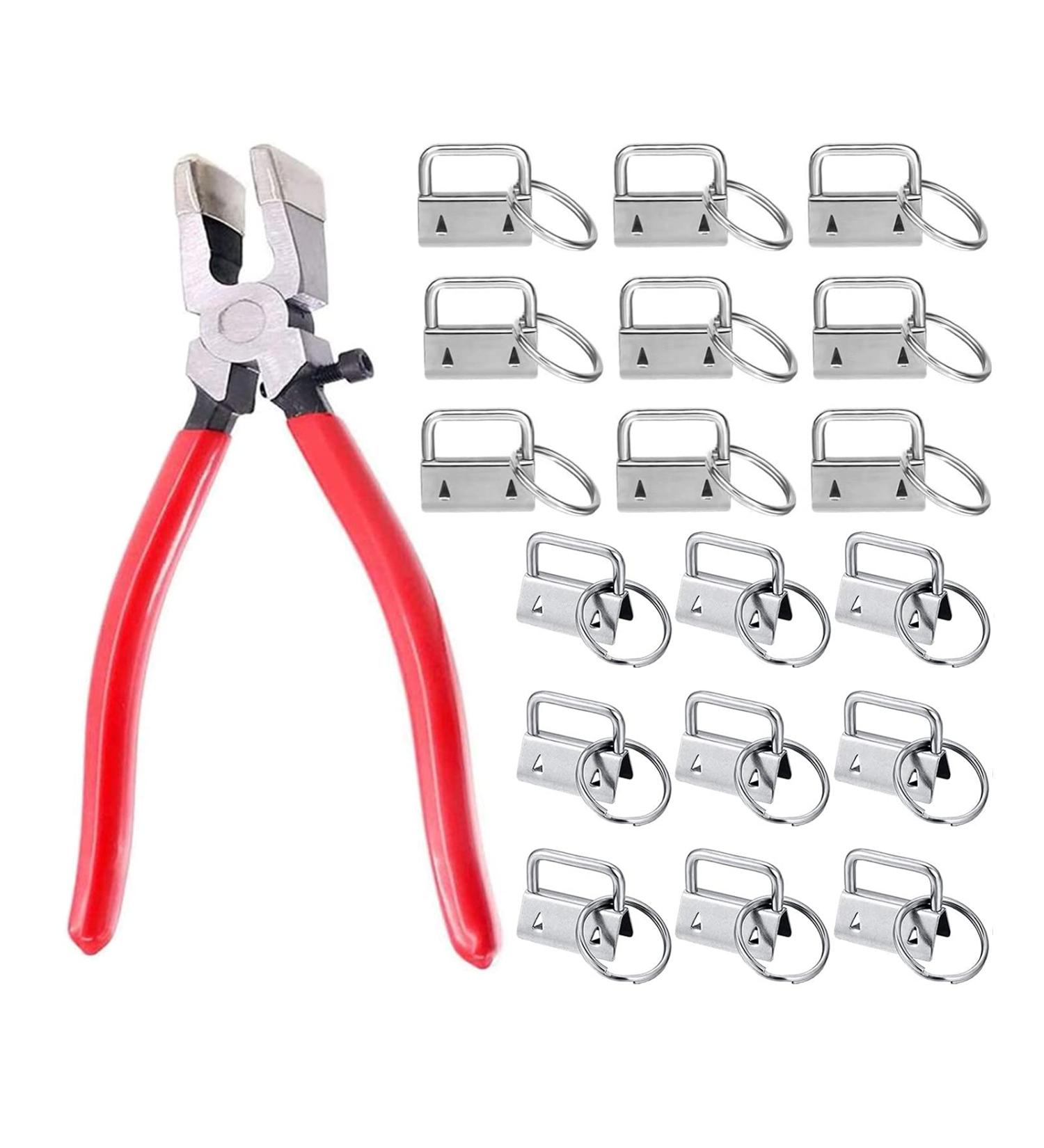Prerrysurpasse 60Sets 1Key Fob Hardware with 1Pcs Key Fob Pliers   Glass Running Pliers Tools with Jaws  Studio Running Pliers Attach Rubber Tips Perfect for Key Fob Hardware Install - Buy Online on GoSupps.com