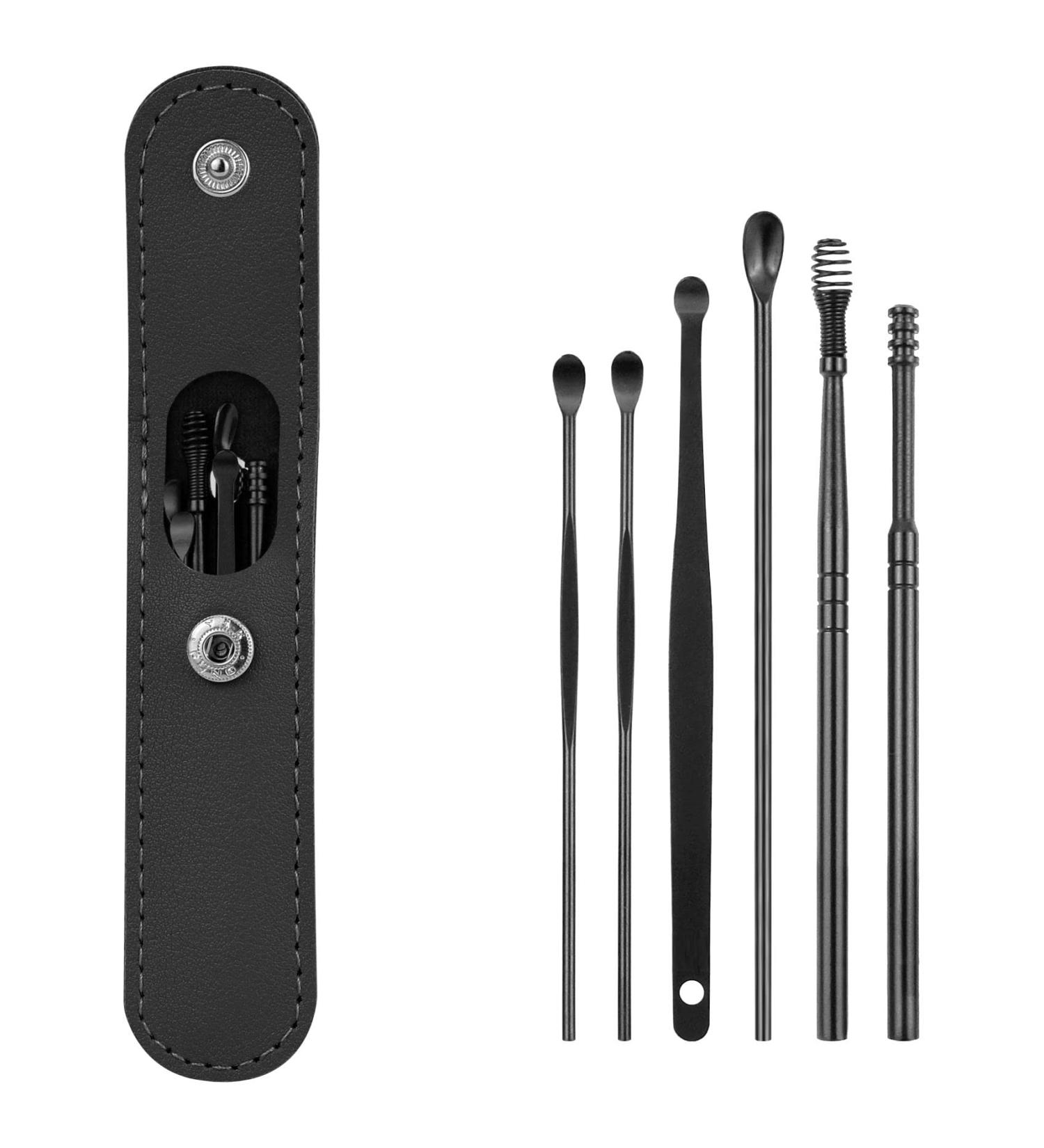 6 Pcs Ear Wax Removal Kit - Ear Pick Earwax Removal Tool - Ear Cleaning Kit - Black - Buy Online on GoSupps.com