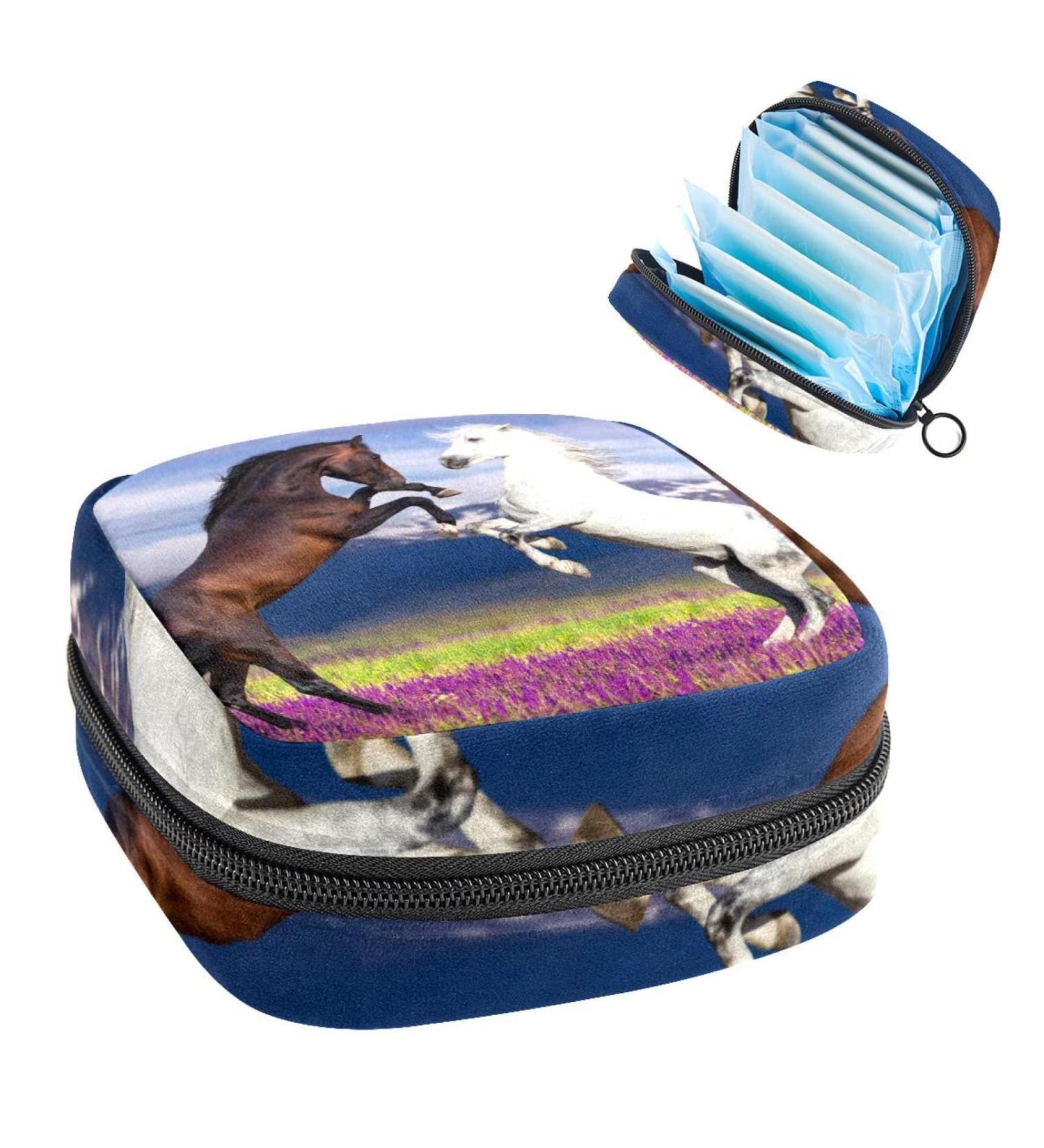Anna Cowper Horse Pattern Sanitary Napkin Storage Bag - Multi-colored | Portable Period Bag for Women & Teens - Buy Online on GoSupps.com