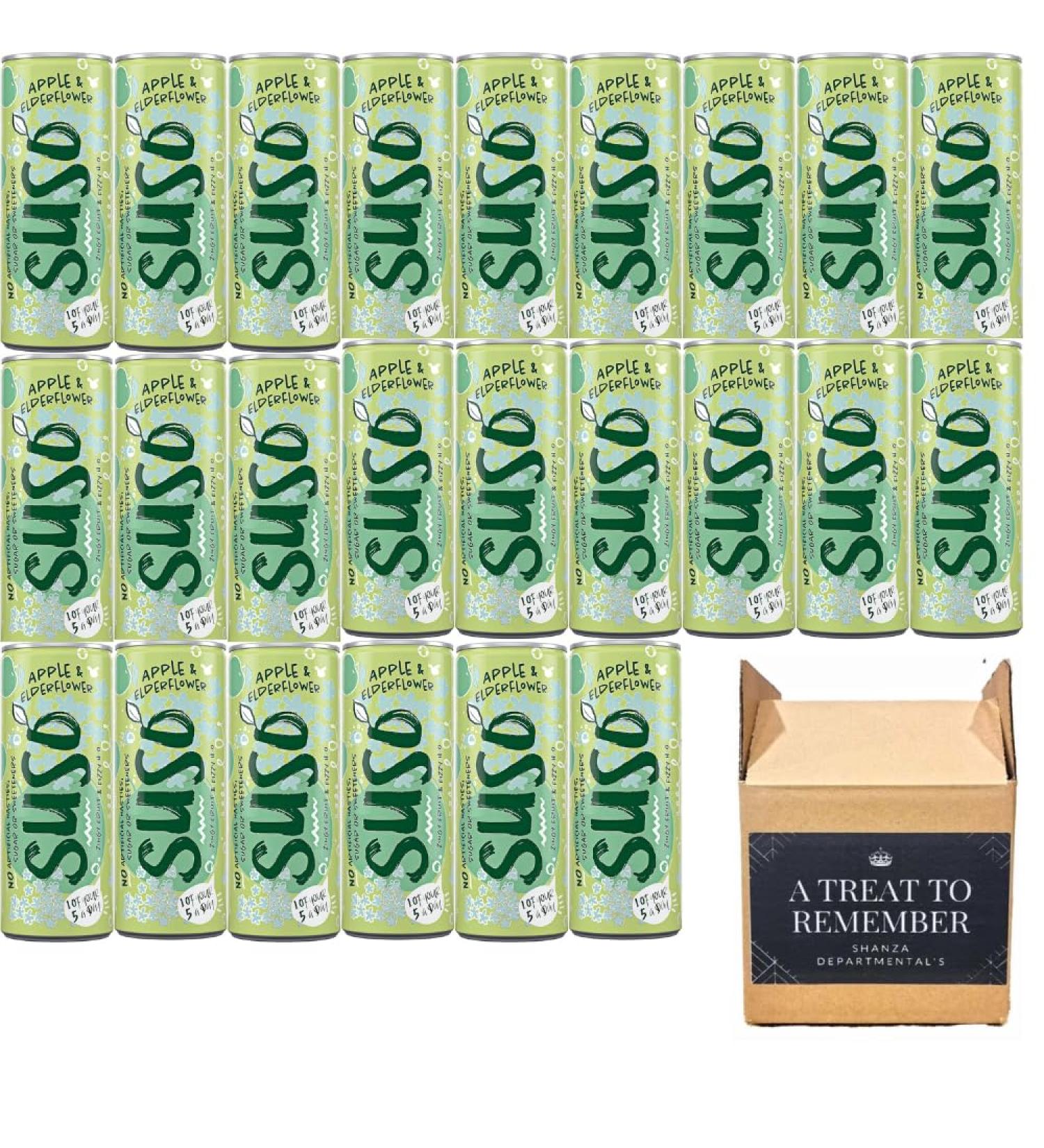 Suso Sparkling Apple and Elderflower Cans - 24x250ml Apple and Elderflower 24
