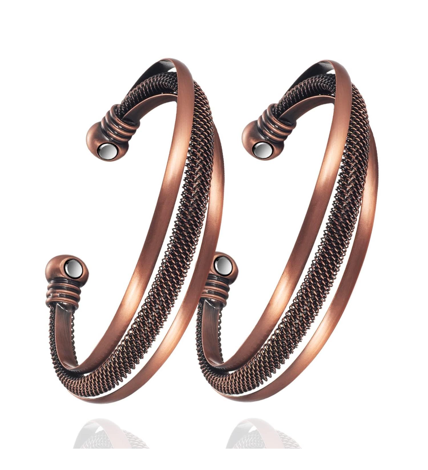 3500 Gauss Magnetic Arthritis Bracelets - 2PC Copper Bracelets for Pain Relief & Improved Blood Circulation | Unisex - Buy Online on GoSupps.com