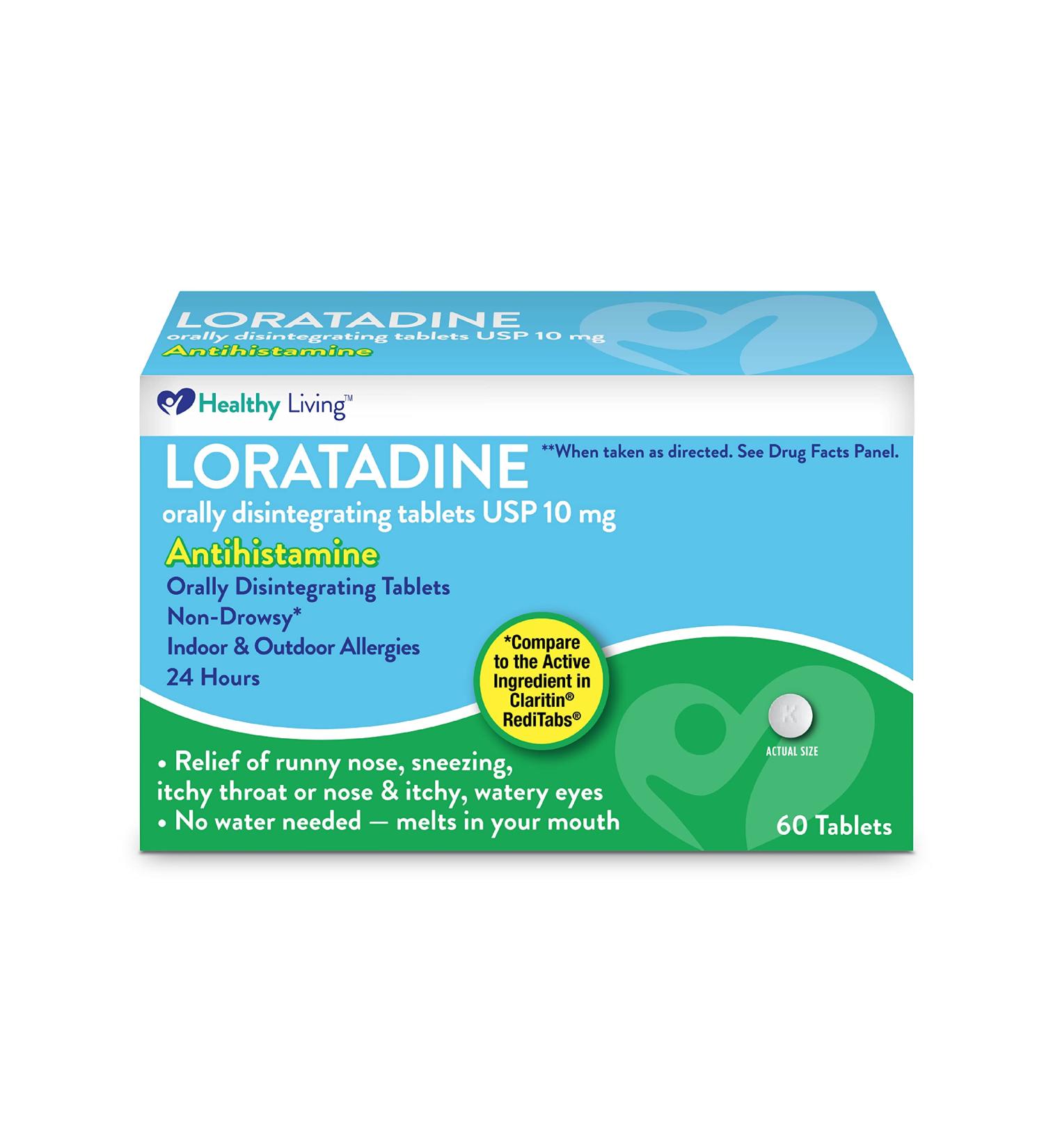 Non-Drowsy Healthy Living Allergy Relief Tablets - 60 Count 10mg Loratadine ODT - Buy Online on GoSupps.com