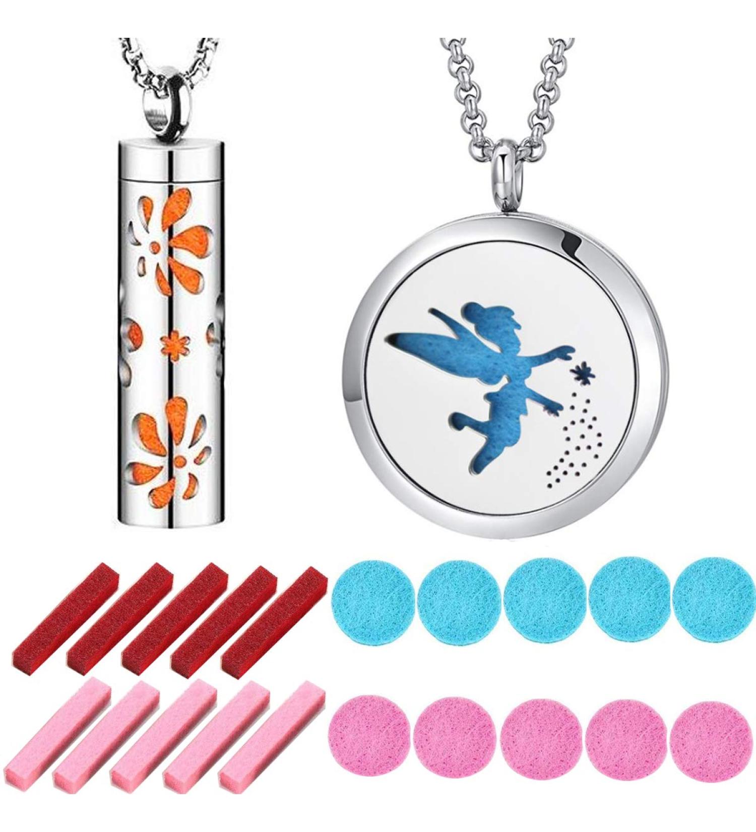 Tangger Aromatherapy Necklace - 2 STK Essential Oil Diffuser Pendant with 20 Pads | Perfect Gift for Women & Mothers | Aromatic Diffusion & Fragrance Blocket - Buy Online on GoSupps.com