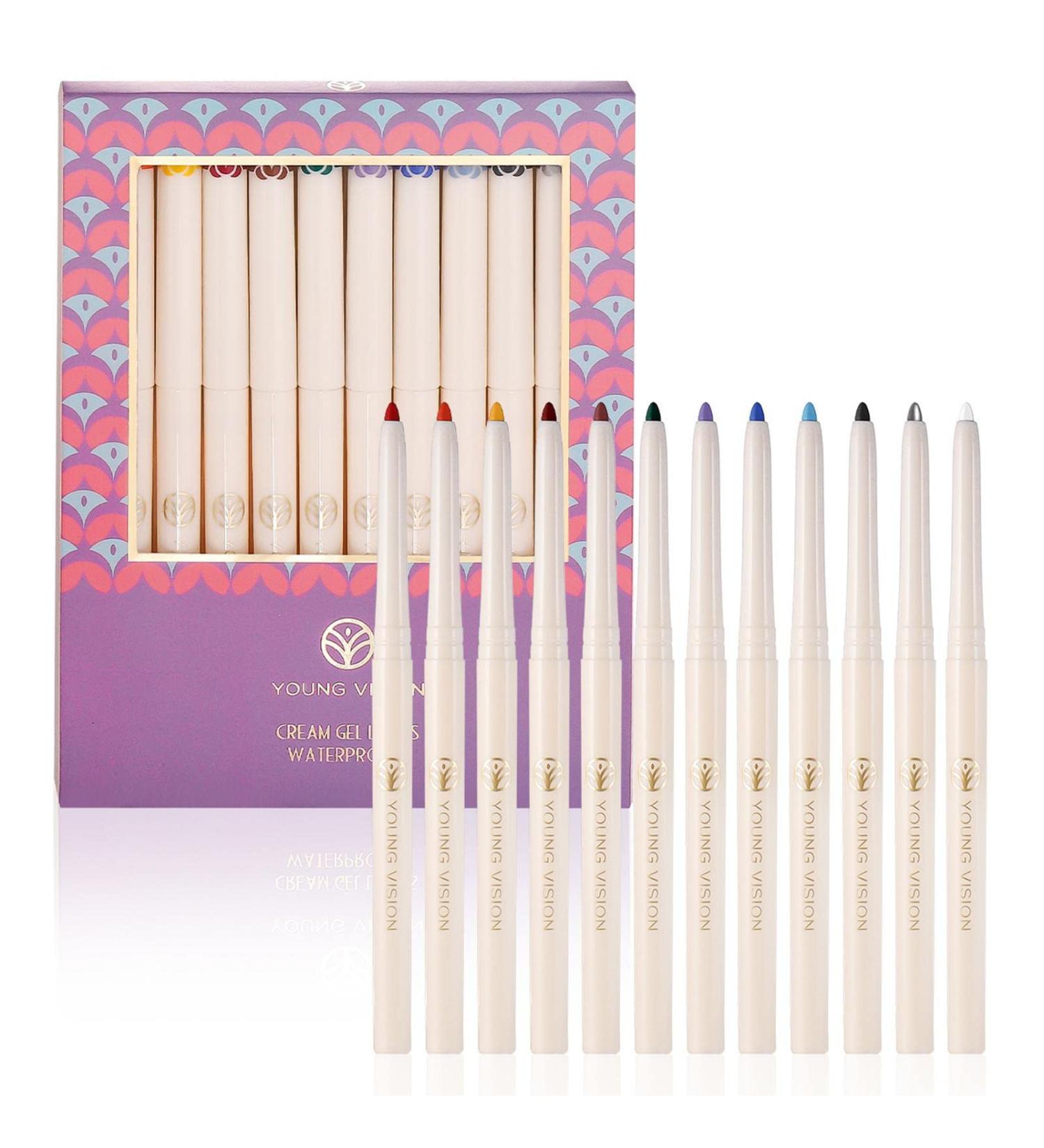 Colored Eyeliner Pencils Set for Women Eye Makeup Eyeliner 12 Colors | Retractable 12-Hour Wear Smudge-Proof Waterproof Perfect Cat Eye Liner Makeup Aezon - Buy Online on GoSupps.com