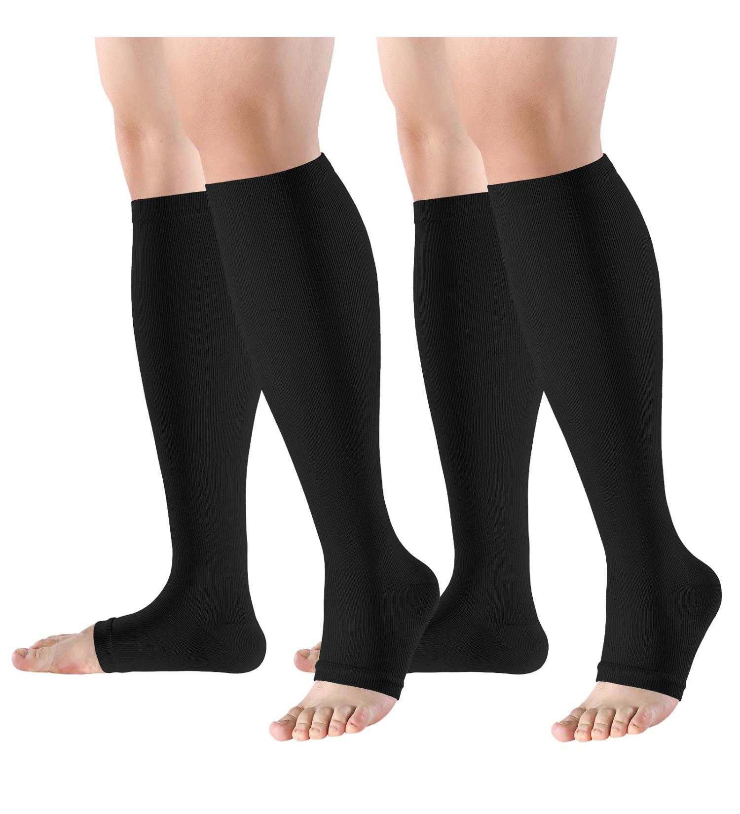 Shop Bropite Open Toe Compression Socks - 2 Pairs XXL A Black - Ideal for Men & Women - Enhance Comfort & Support - Buy Online on GoSupps.com