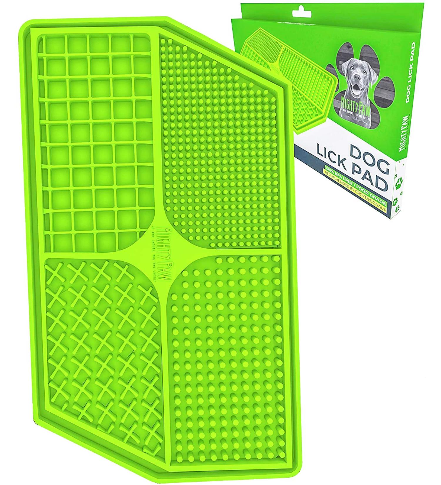 Mighty Paw Dog Lick Pad | BPA-Free Silicone Mat for Anxiety Relief, Slow Feeding, and Dental Health | Strong Suction Cups | Dishwasher Safe - Green - Buy Online on GoSupps.com
