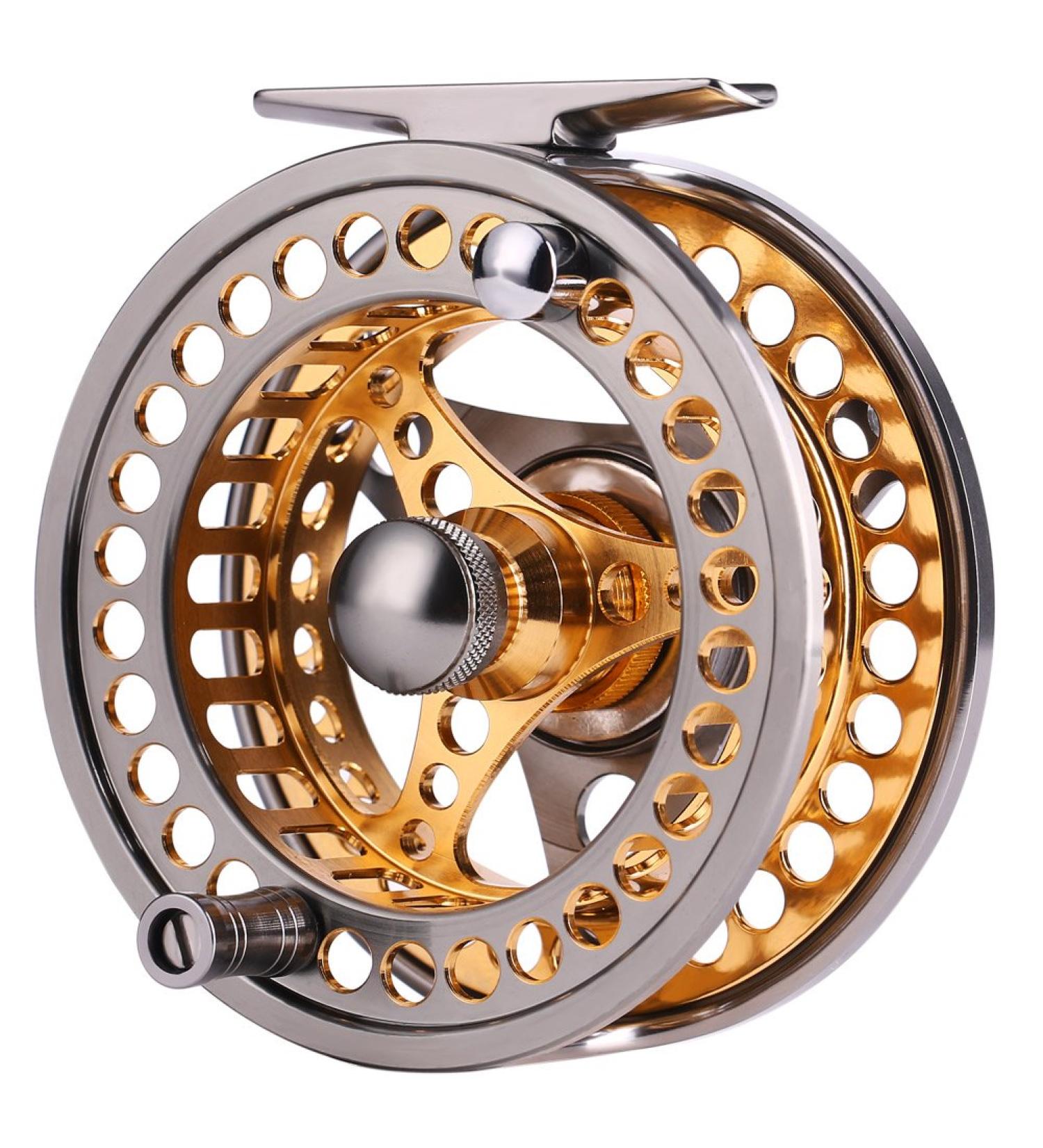 Sougayilang Fly Fishing Reel 5/6 A-Golden - Large Arbor, CNC Aluminum Alloy - 2+1 BB Fly Reel Sizes 5/6 7/8 - Buy Online on GoSupps.com
