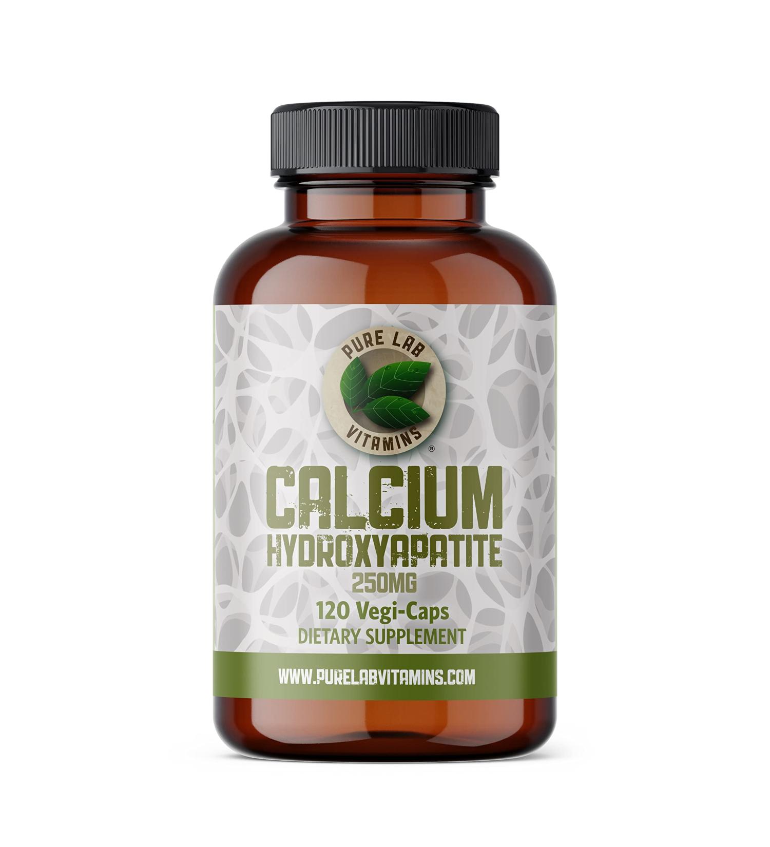 Calcium Hydroxyapatite 250mg - 120 Vegan Capsules by Pure Lab Vitamins | Made in Canada - Bone Matrix Complex - Buy Online on GoSupps.com
