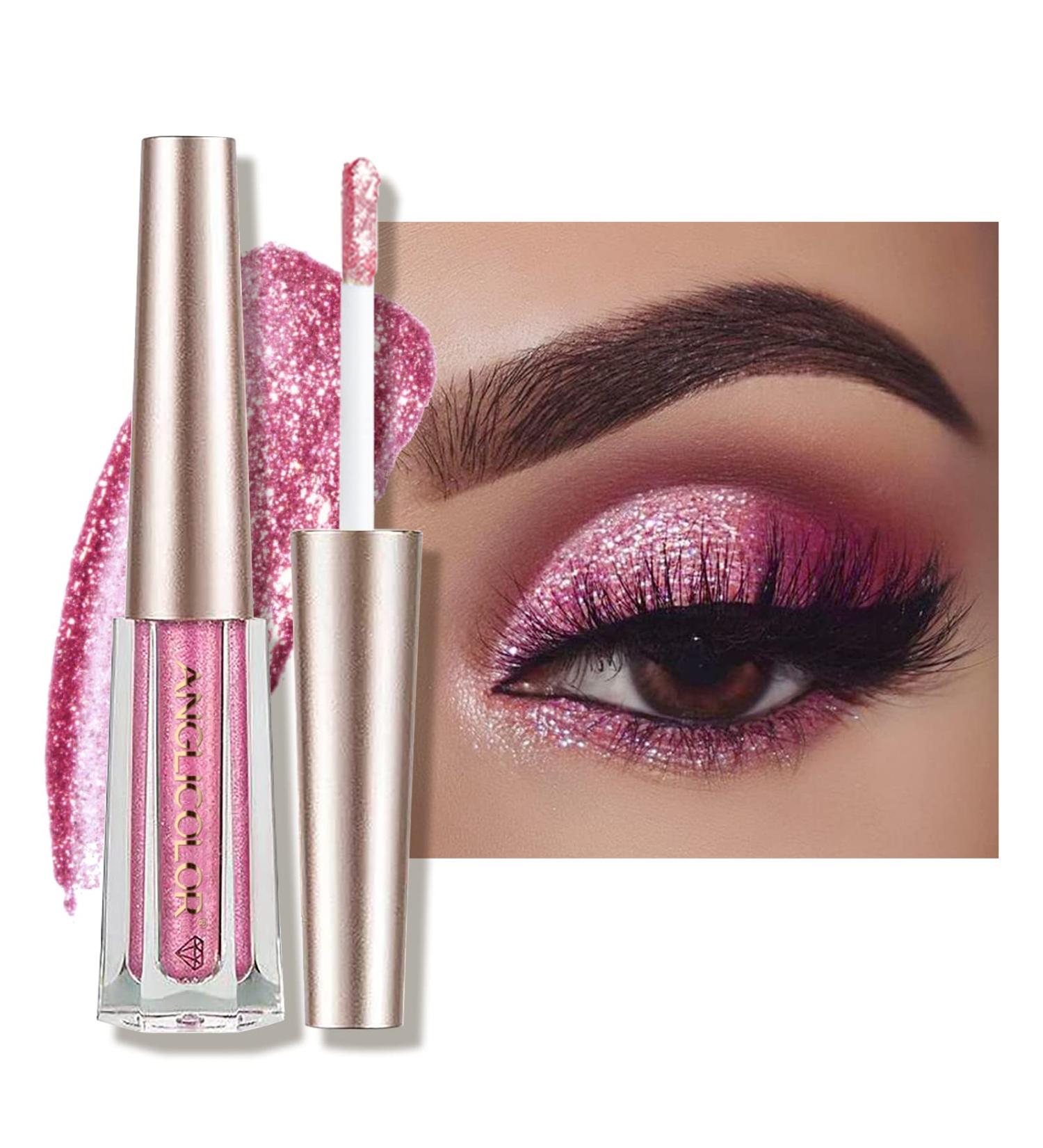 Anglicolor Diamond Glitter Liquid Eyeshadow - Shimmer Eyeshadow & Sparkling Eyeliner Pen - Pink - Lightweight & Smooth - Cosmetics Gift for Girls & Women - Buy Online on GoSupps.com
