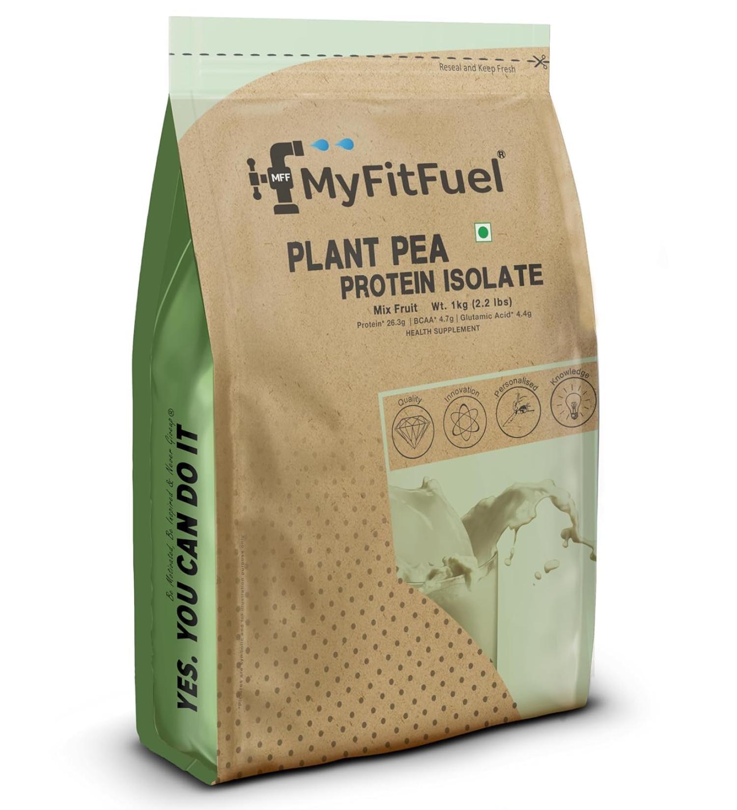 MyFit Fuel Clean Plant Pea Protein Isolate (27.4g Protein 4.9g BCAA 10.6g EAA) |Easy to Digest | Vegan Plant Protein Powder 1Kg 28 Servings (MixFruit)  - Buy Online on GoSupps.com