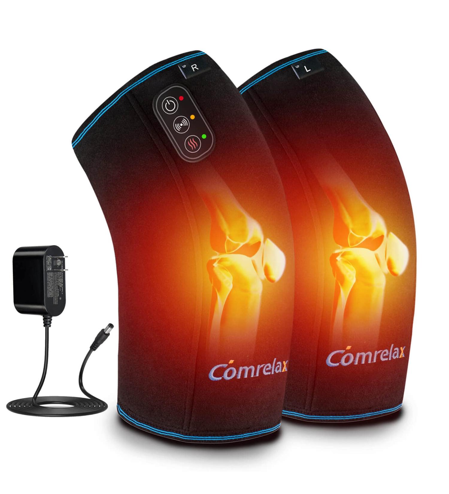 Knee Massager with Heat & Vibration - Ultimate Pain Relief Heating Pad & Brace for Knee Joint Pain - 3 Modes & Levels - AC Adapter Included - Buy Online on GoSupps.com