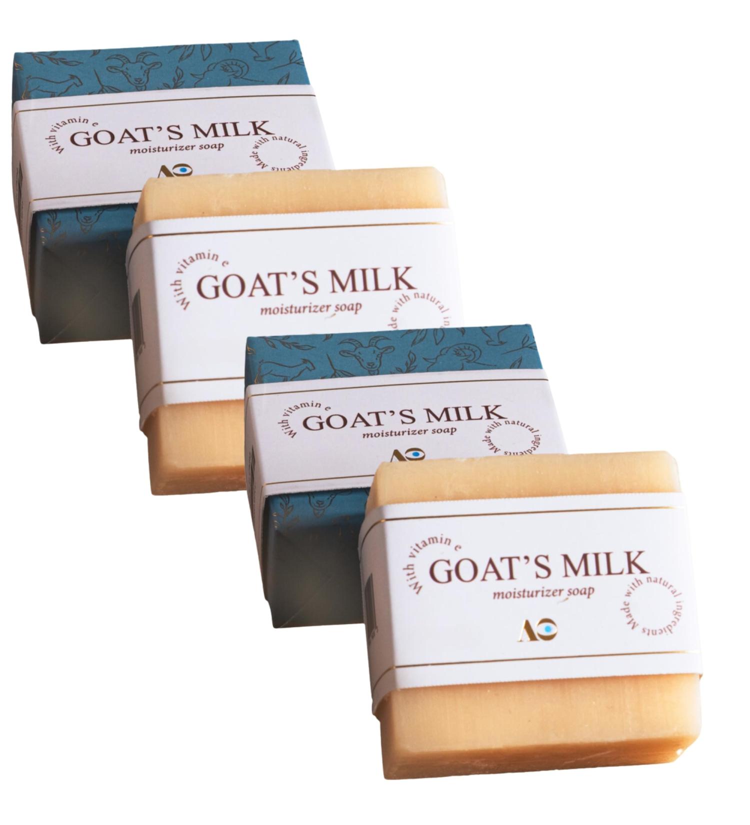 AniO Goat Milk Soap 4-Pack - Moisturizing Honey & Olive Oil Bars for Dry Sensitive Skin - Gentle Natural Ingredients - Buy Online on GoSupps.com