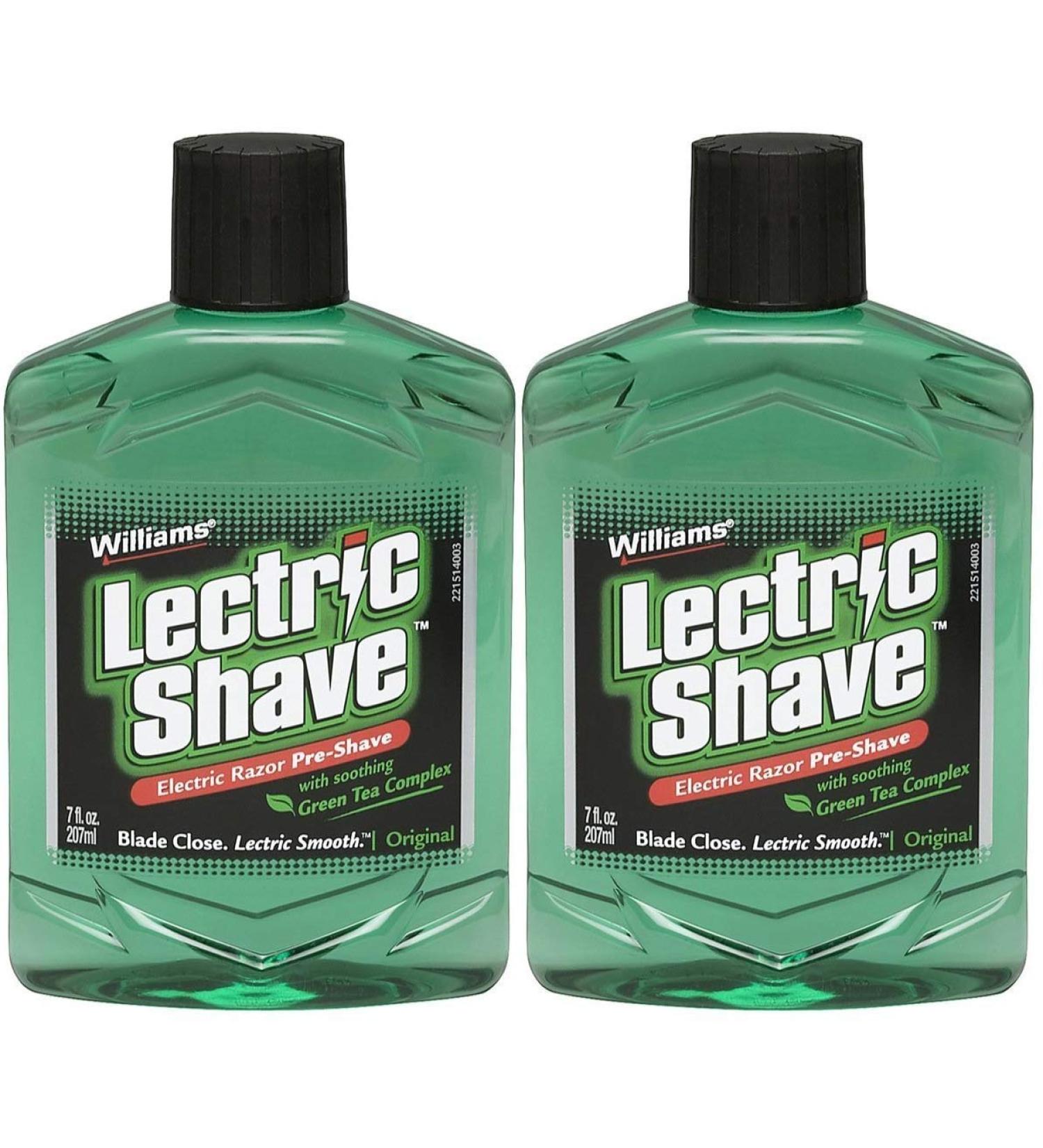 Williams Lectric Shave Electric Razor Pre-Shave with Soothing Green Tea Complex-7 oz 2 pk