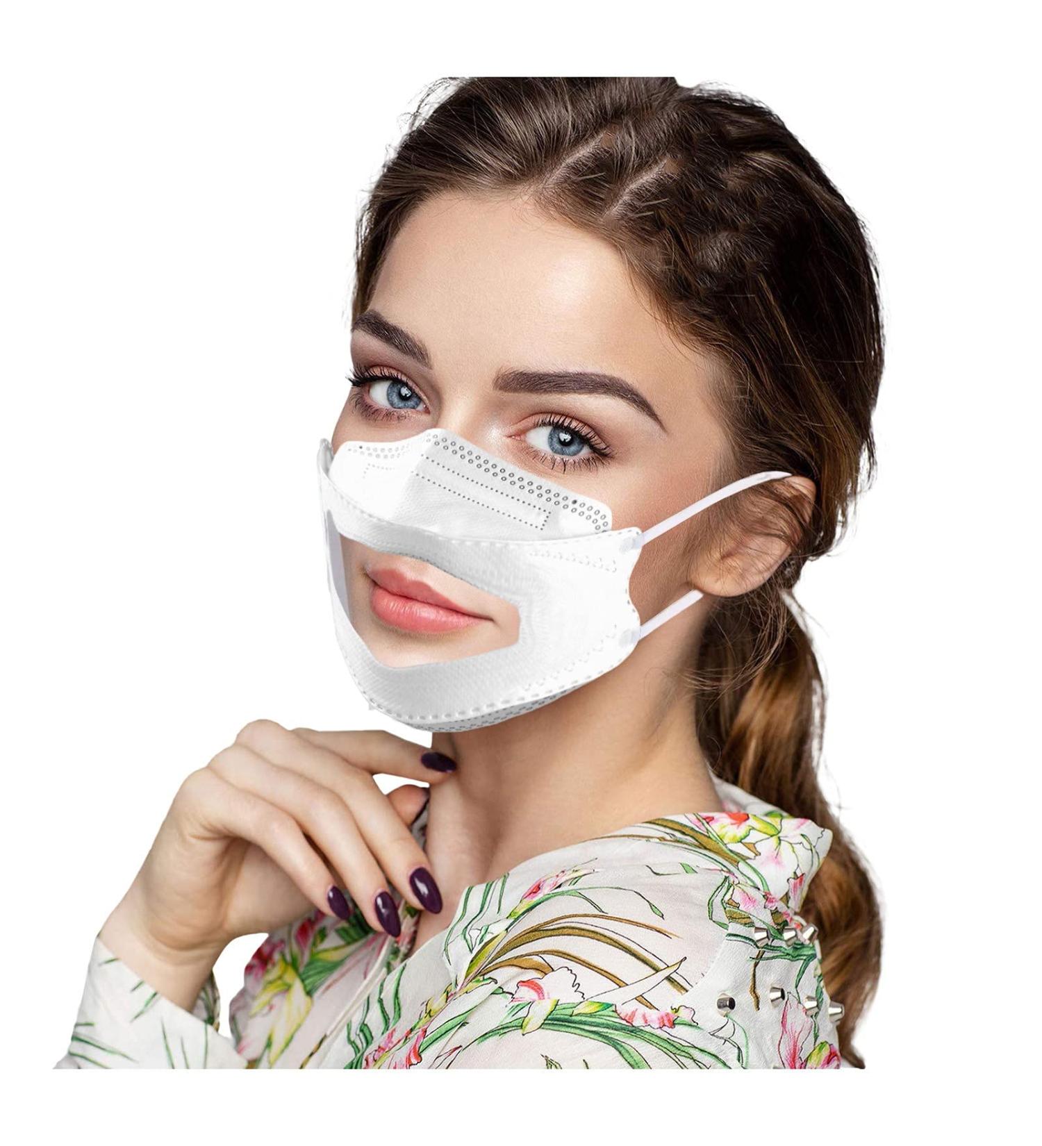 Adult Transparent Lips Solid Disposable Face_Masks 3Ply Earloop Disposable Dust Face Cover Outdoor Face Covering White As shown - Buy Online on GoSupps.com
