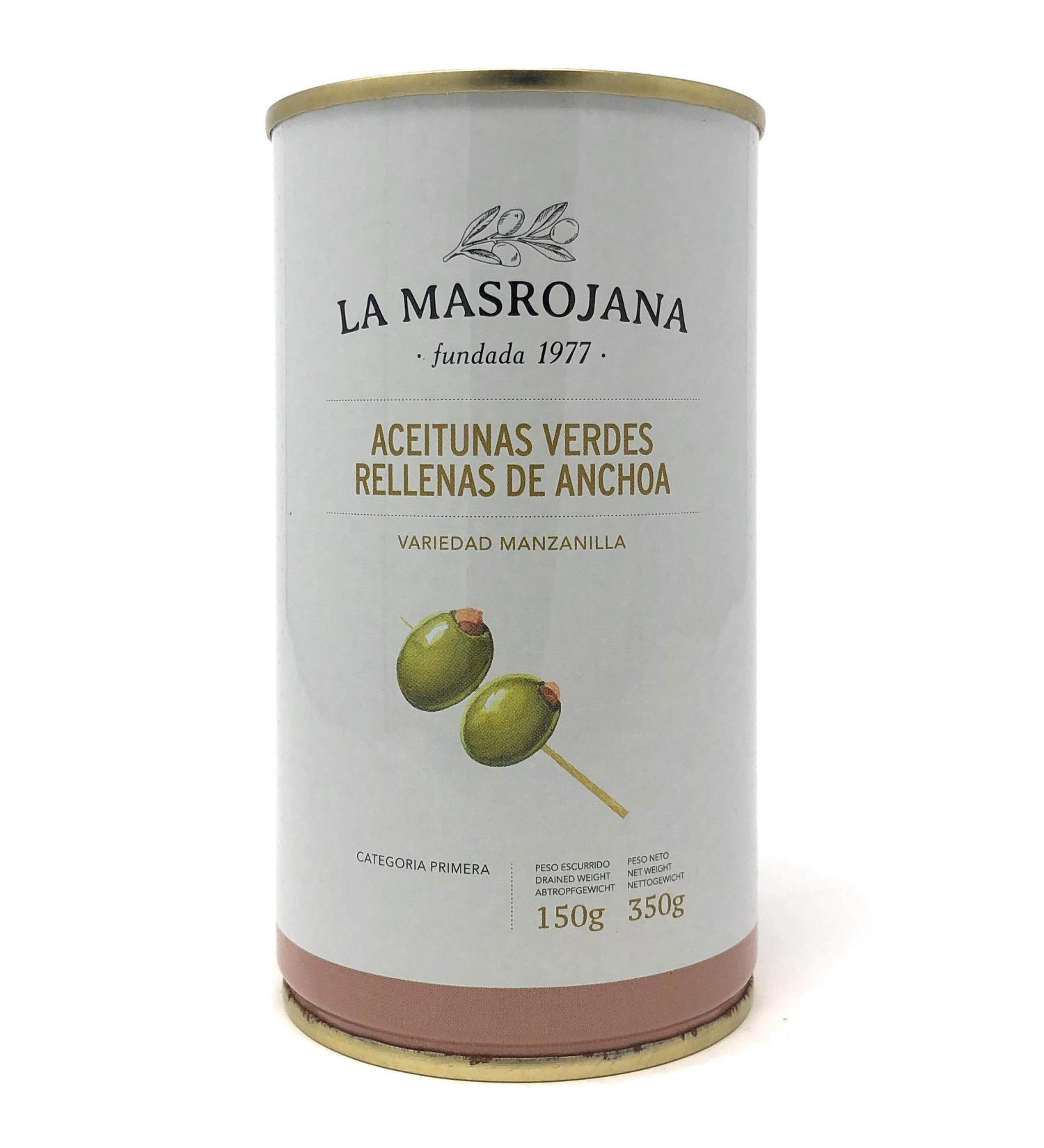 Green Manzanilla Olives Stuffed with Anchovies - 150g Can | Premium International Shipping - Buy Online on GoSupps.com