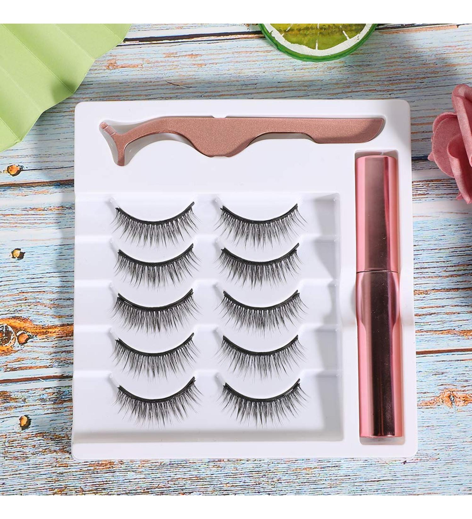 Magnetic Eyeliner & Eyelash Kit - 5 Pairs 3D No Glue Needed | Easy Application with Tweezers - Buy Online on GoSupps.com