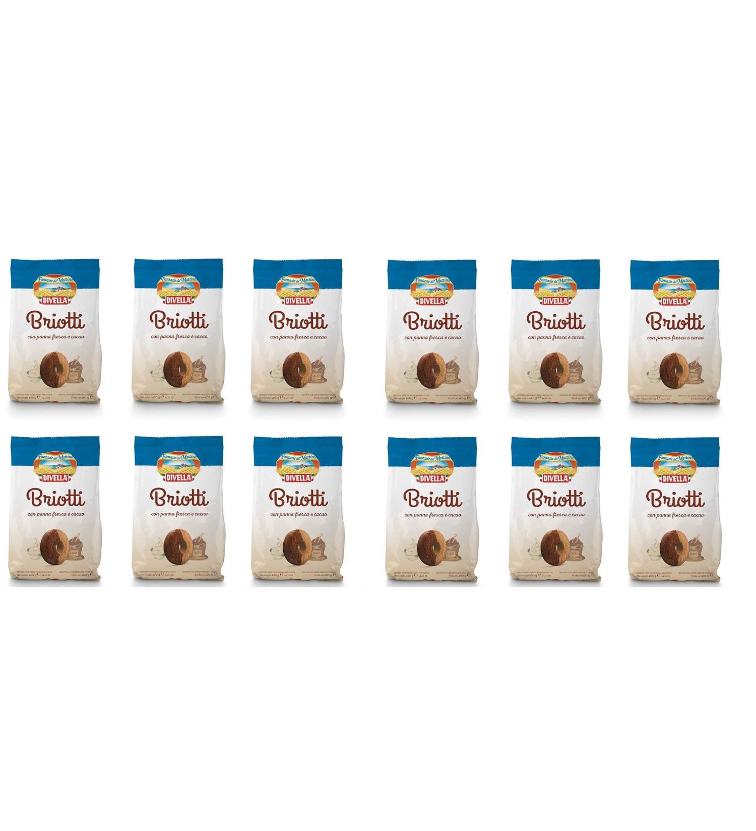 Divella Divella Briotti Biscuits with Fresh Cream and Cocoa 400 g Pack of 12