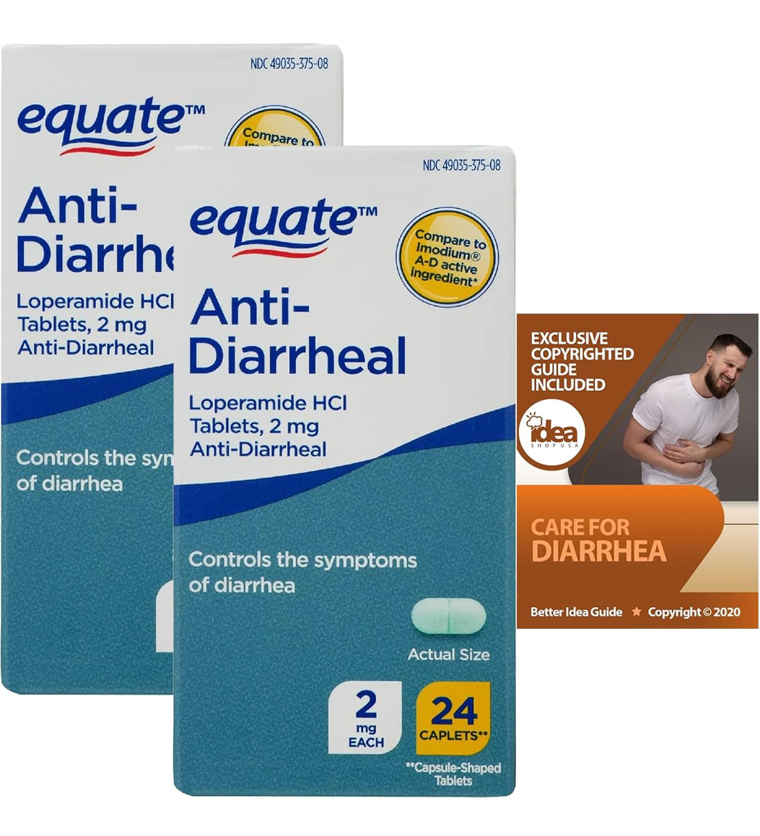 Equate Anti-Diarrheal Loperamide 2mg - Control Symptoms | Pack of 2 with Better Idea Guide - Buy Internationally - Buy Online on GoSupps.com