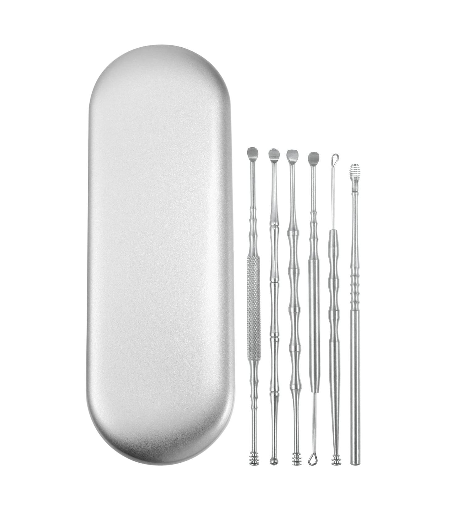VOCOSTE 6Pcs Stainless Steel Ear Cleansing Tool Set with Storage Case - Anti-Slip Design - Ear Care Kit in Silver Tone - Buy Online on GoSupps.com