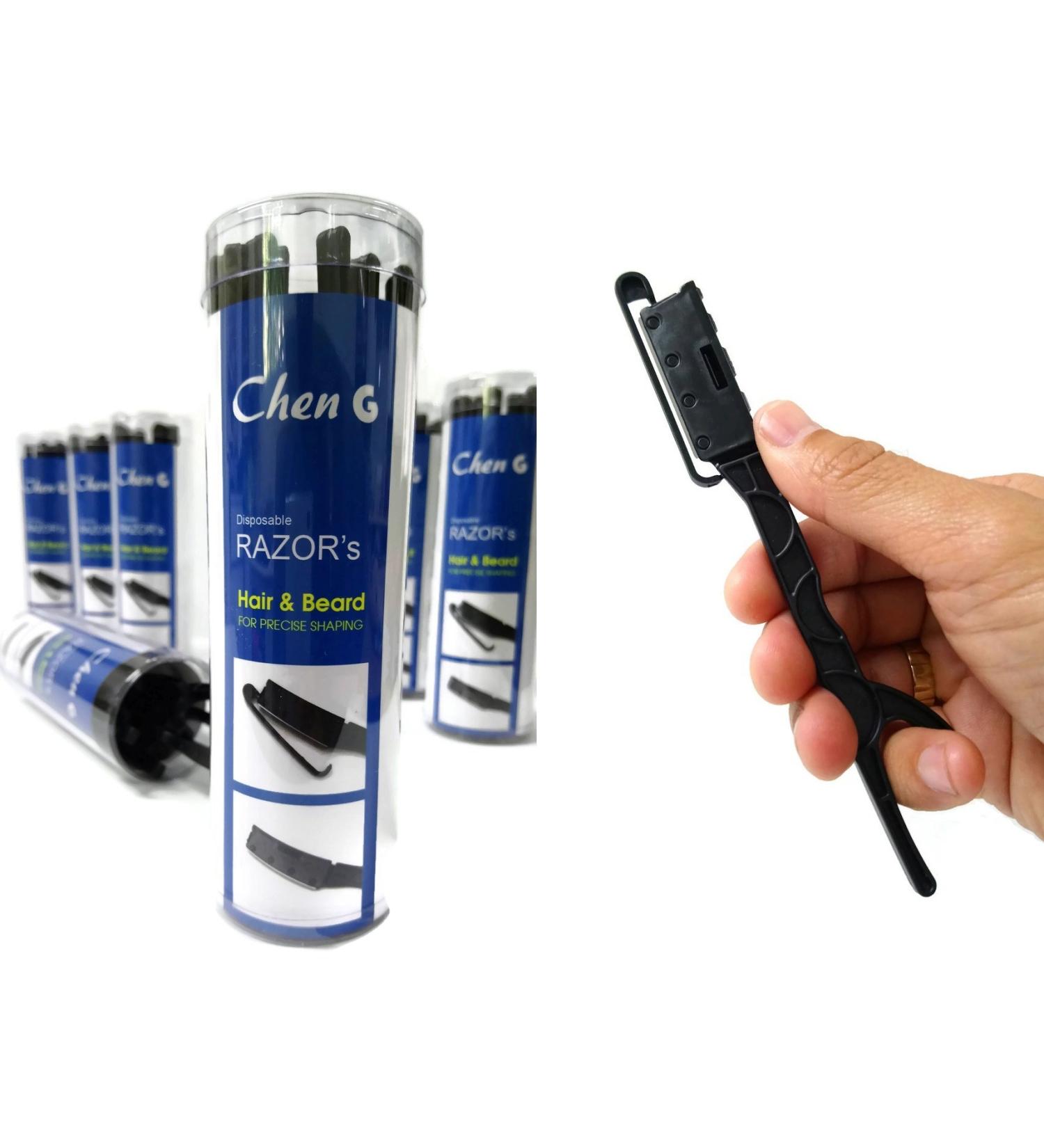 Chen G Professional Disposable Razors for Men - Precise Hair & Beard Shaping (Pack of 10) - Stainless Steel Straight Single-Edge Blade with Safety Lock - Smooth Shave Barber Razor - Buy Online on GoSupps.com