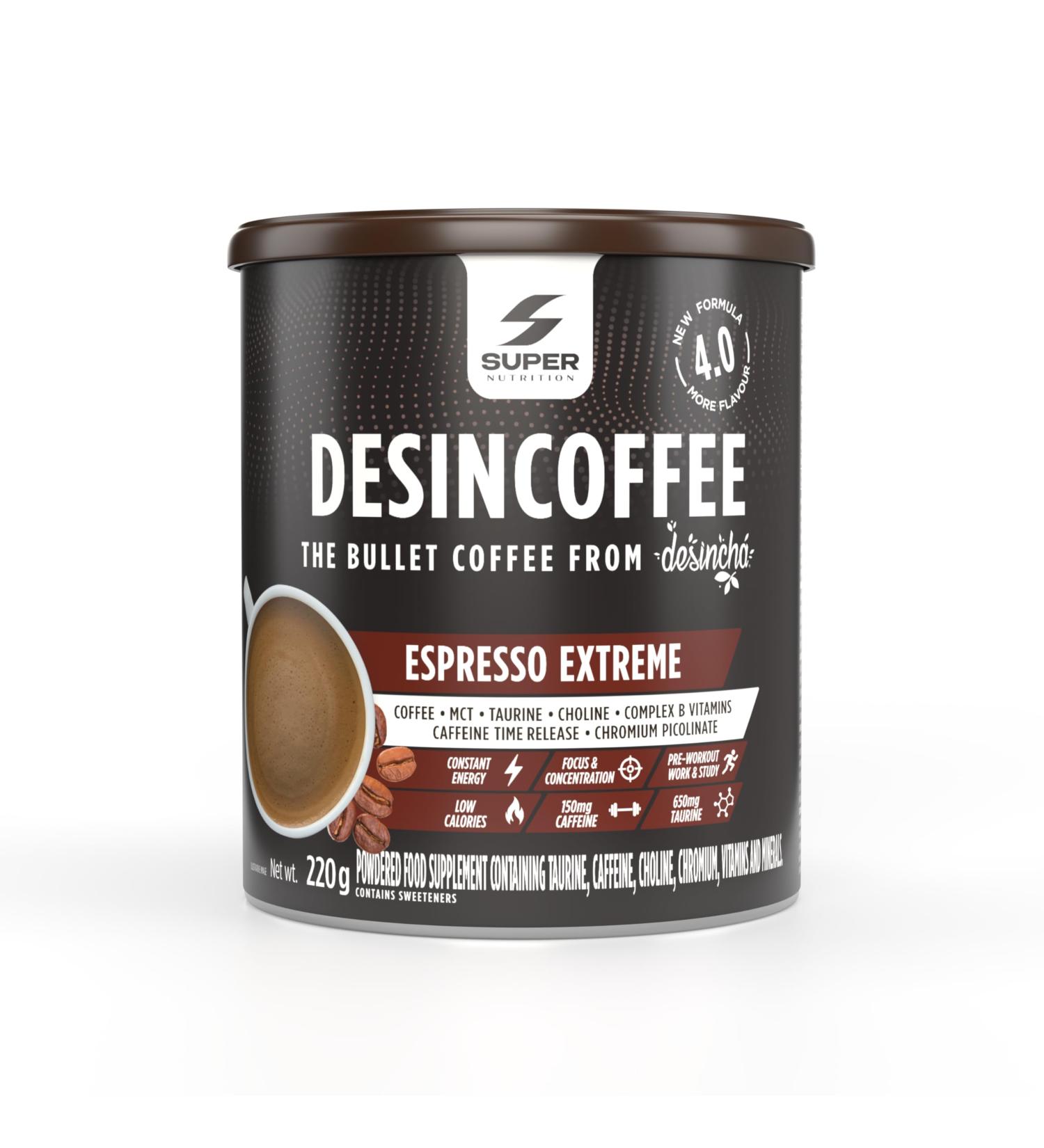 Desincoffee Supercaf Sugar Free | Long-acting coffee with active ingredients for a natural boost | Perfect for everyday use - Extreme Espresso Flavor - Buy Online on GoSupps.com