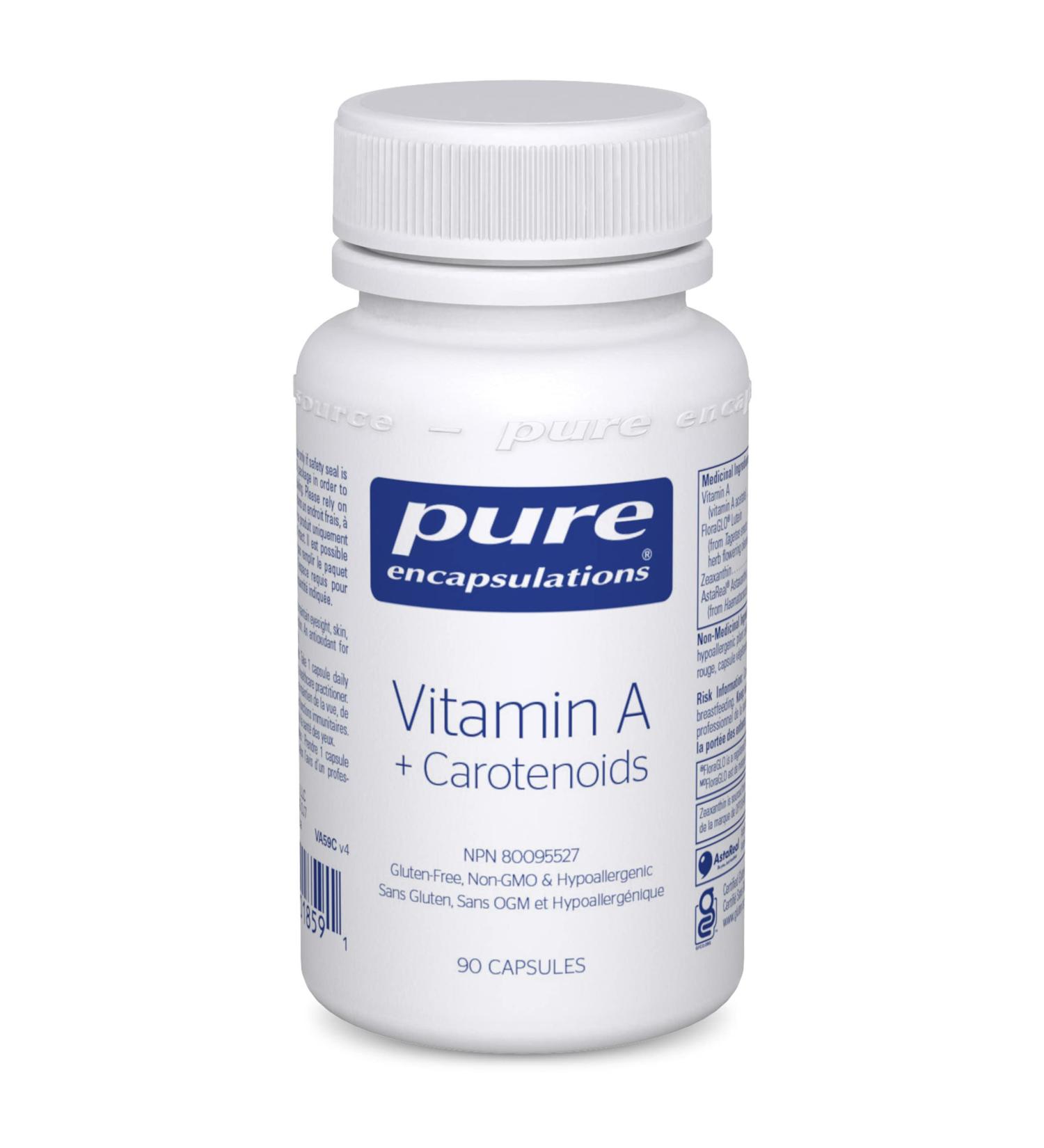 Pure Encapsulations - Vitamin A + Carotenoids (Lutein Zeaxanthin and Astaxanthin) - Hypoallergenic Supplement - 90 Capsules - Buy Online on GoSupps.com