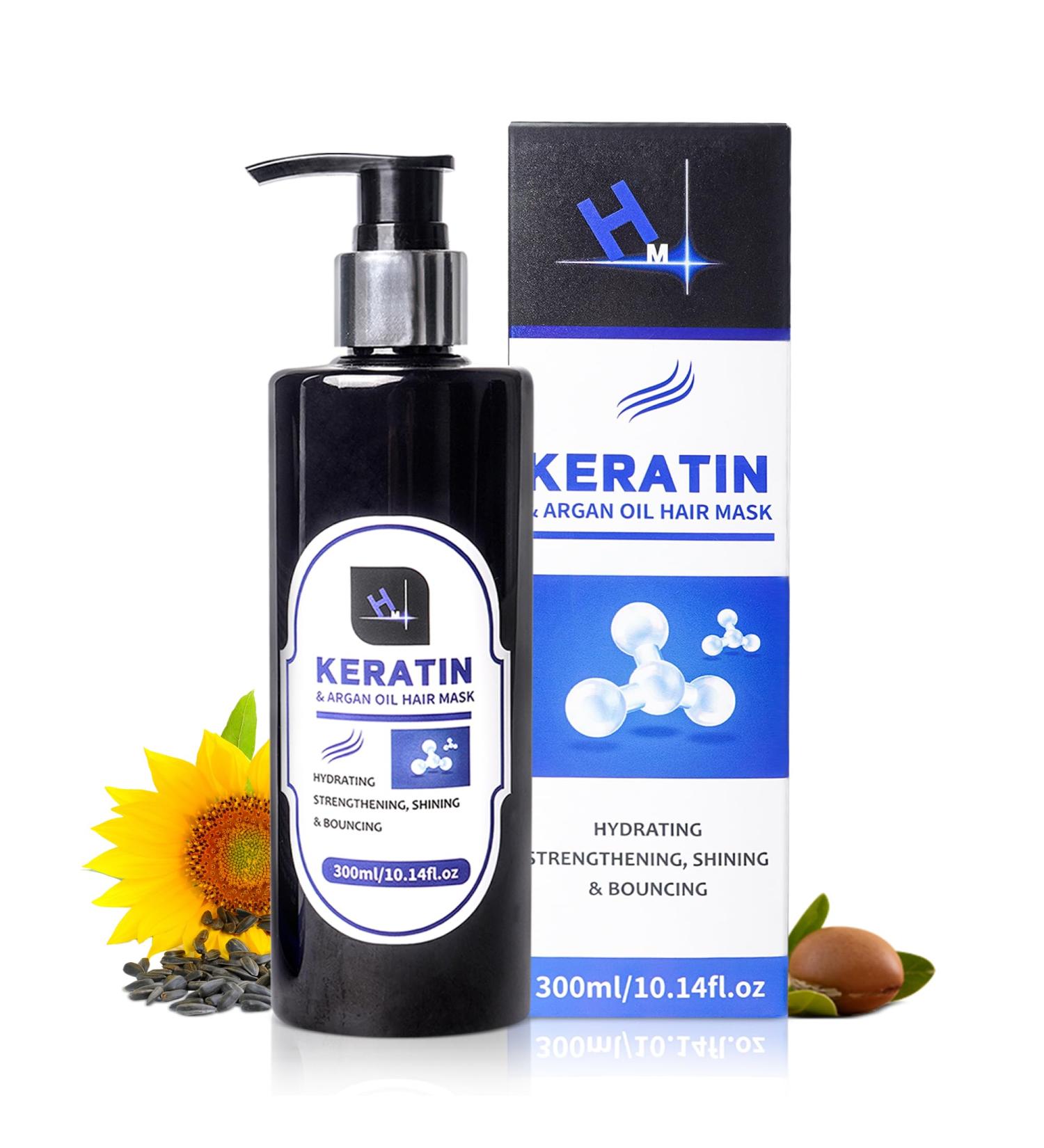 HM Keratin & Argan Oil Hair Mask - Nourishing & Moisturizing Treatment for All Hair Types - Strengthens Damaged & Dry Hair - Ideal for Men & Women - Buy Online on GoSupps.com