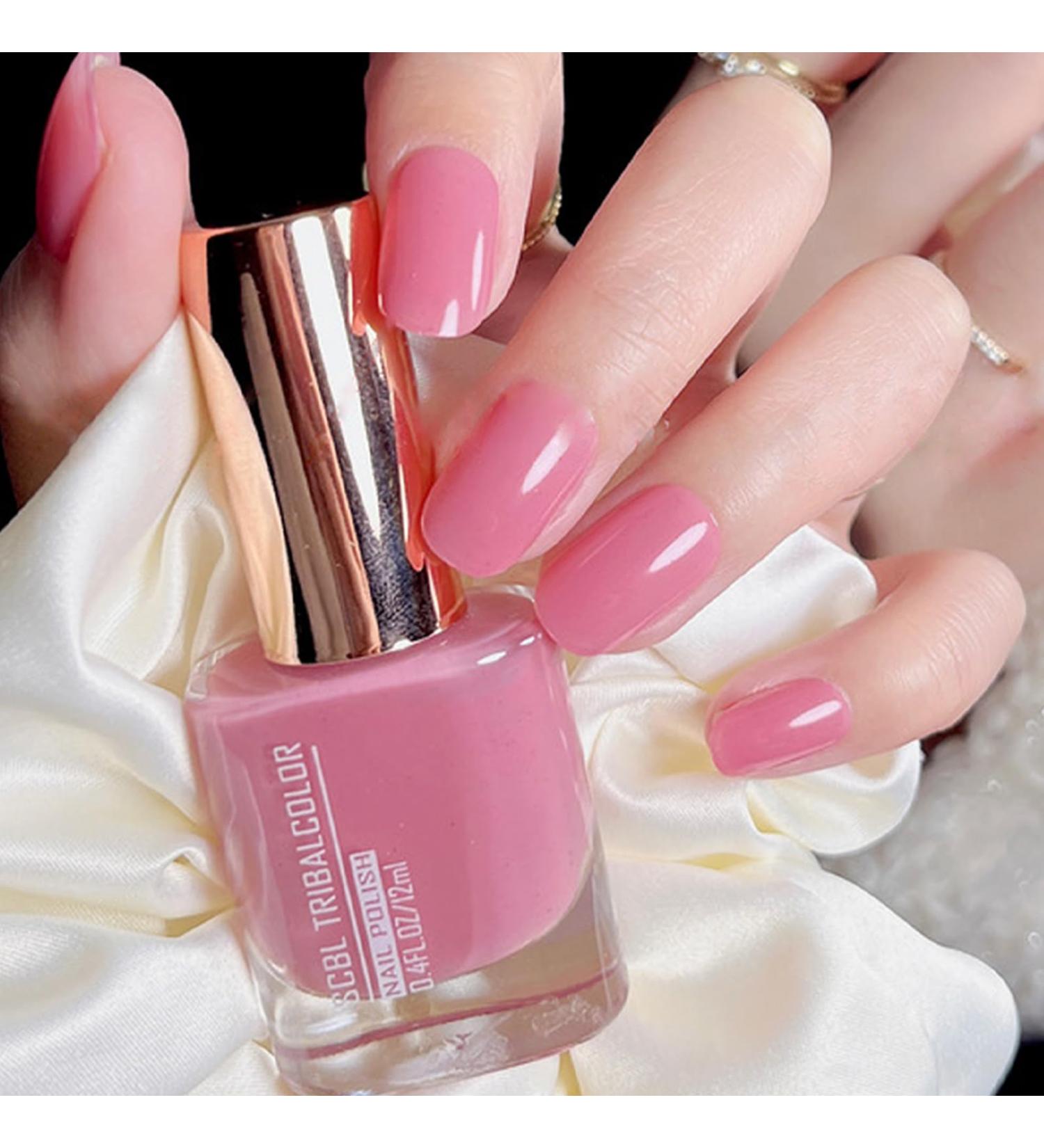 Pink Nail Polish Highly Pigmented Nail Varnish Long Lasting & Chip Resistant Nail Polish Natural Pink Nail Gel for Girls Quick Dry Nail Polish for Art Manicure DIY at Home - Buy Online on GoSupps.com