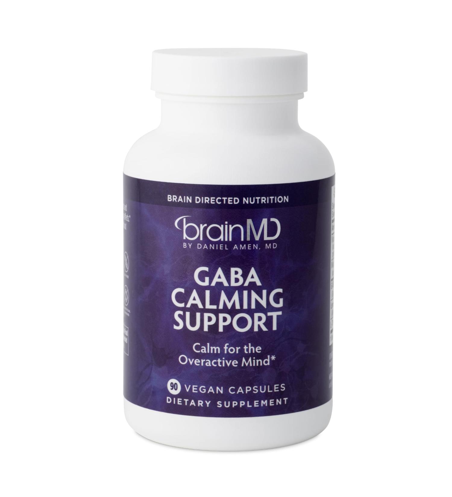 BRAINMD Dr Amen GABA Calming Support - 90 Capsules Pack of 2 - Promotes Relaxation - Contains Magnesium Vitamin B6 & Lemon Balm - 180 Total Servings 90 Servings (Pack of 2) - Buy Online on GoSupps.com