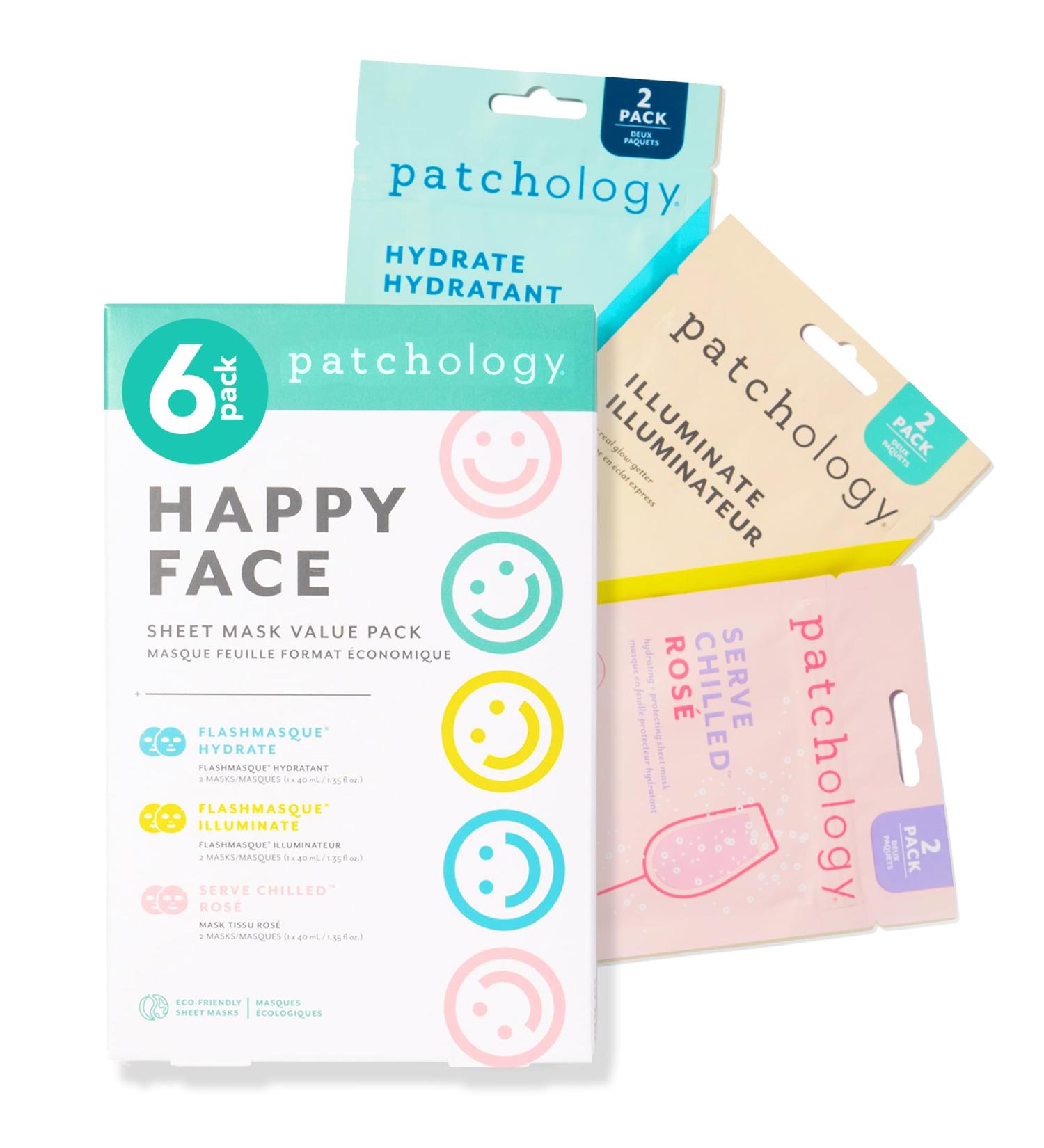 Patchology Face Mask Variety Pack - Brightening Hydrating & Renewing Masks with Vitamin C & Hyaluronic Acid for Radiant Skin | 6 Masks - Buy Online on GoSupps.com
