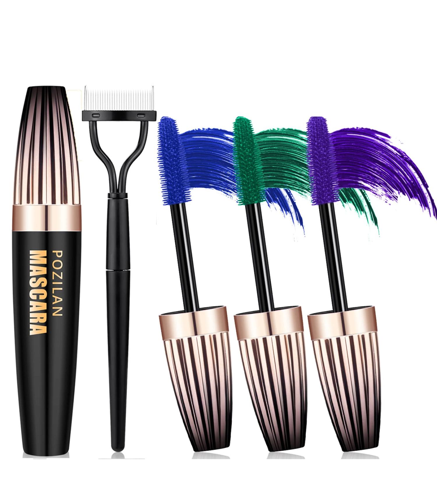 3 Colors Waterproof Mascara Set - Blue, Purple, Green | Voluminous & Long-Lasting Lash Extension Mascara with Comb | Smudge-Proof & Lengthening Formula for Eye Makeup - Buy Online on GoSupps.com