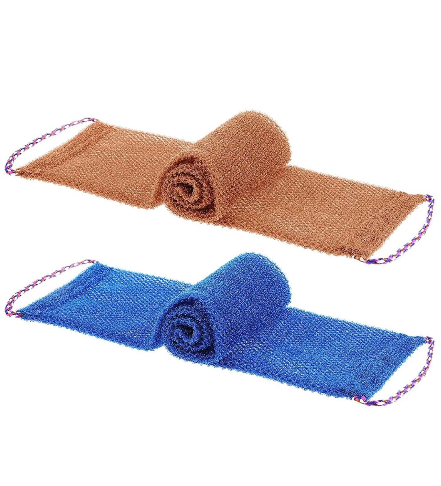 2-Piece Exfoliating Shower Sponge Set | African Peeling Network Bathing Towels for Ultimate Skin Care - Buy Online on GoSupps.com